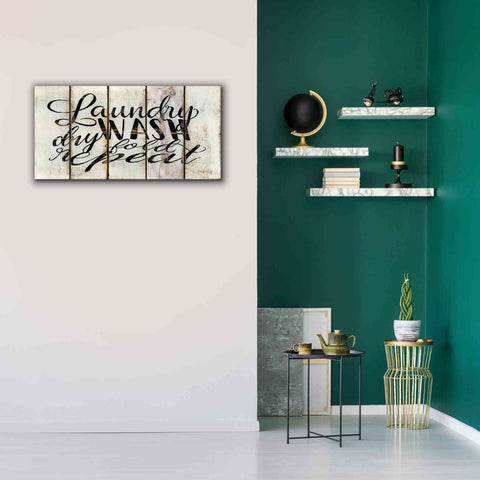 Image of 'Laundry Duties on Wood Panels' by Cindy Jacobs, Canvas Wall Art,40 x 20
