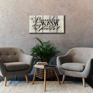 'Laundry Duties on Wood Panels' by Cindy Jacobs, Canvas Wall Art,40 x 20