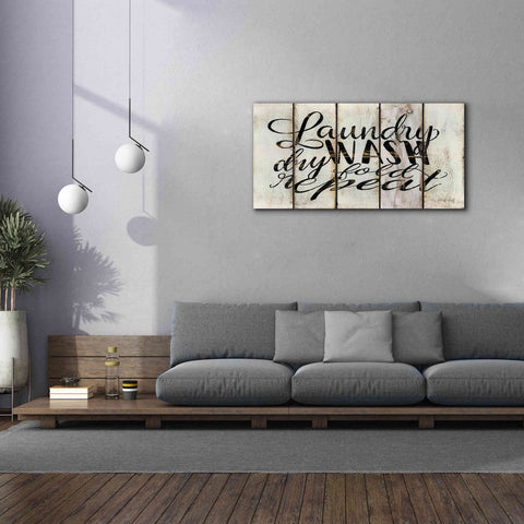 Image of 'Laundry Duties on Wood Panels' by Cindy Jacobs, Canvas Wall Art,60 x 30