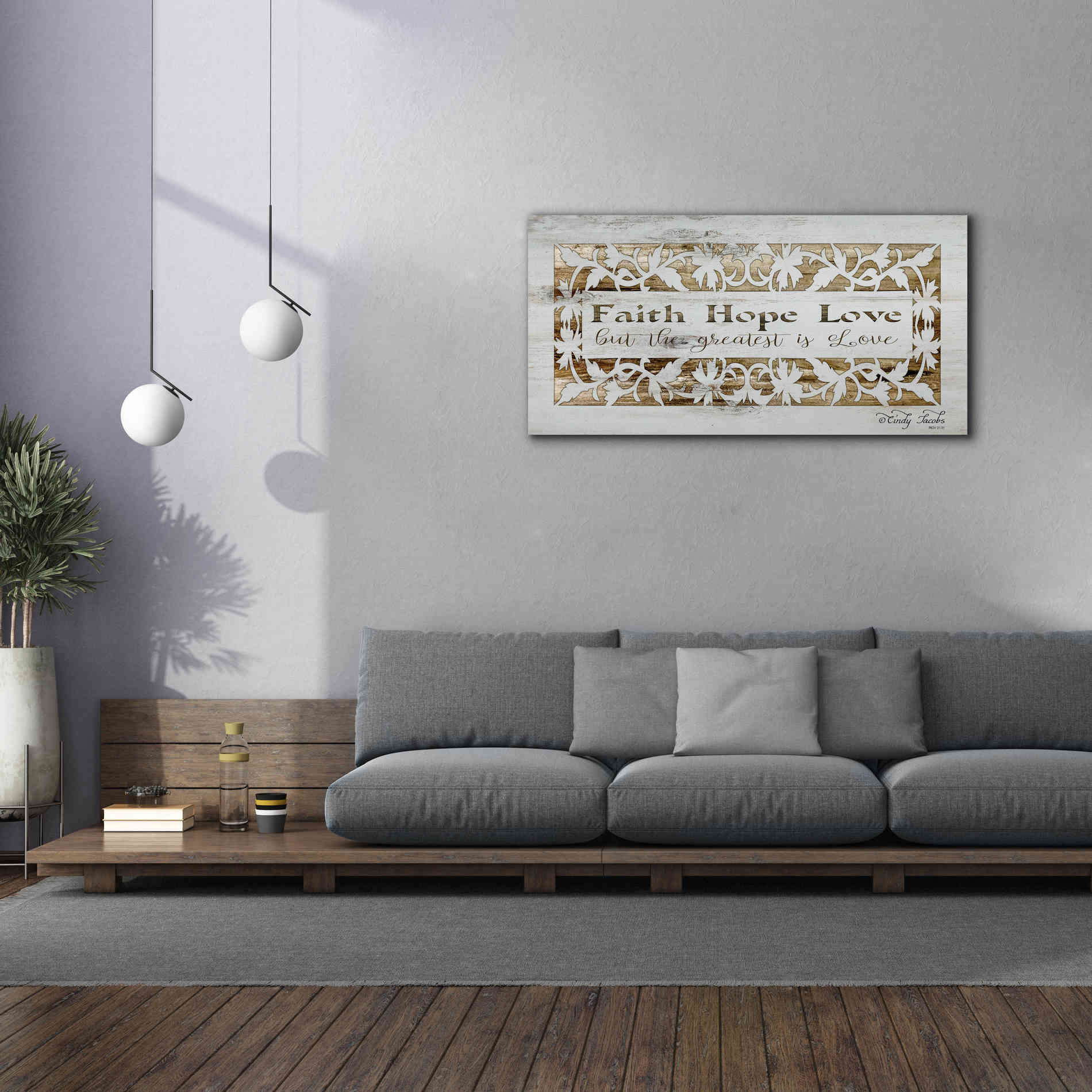 'Faith, Hope, Love' by Cindy Jacobs, Canvas Wall Art,60 x 30