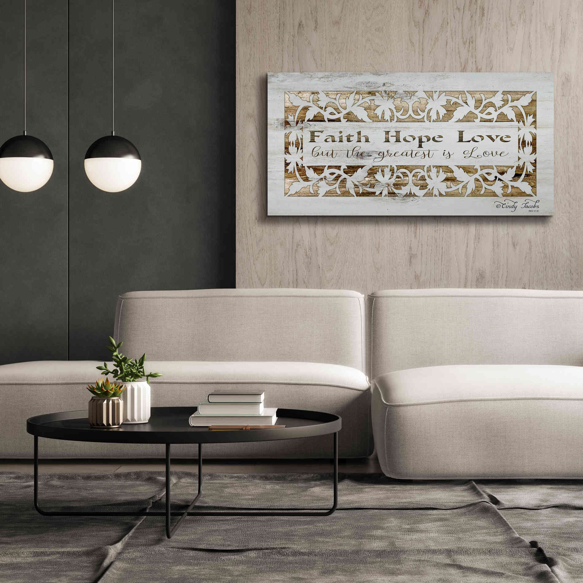 'Faith, Hope, Love' by Cindy Jacobs, Canvas Wall Art,60 x 30