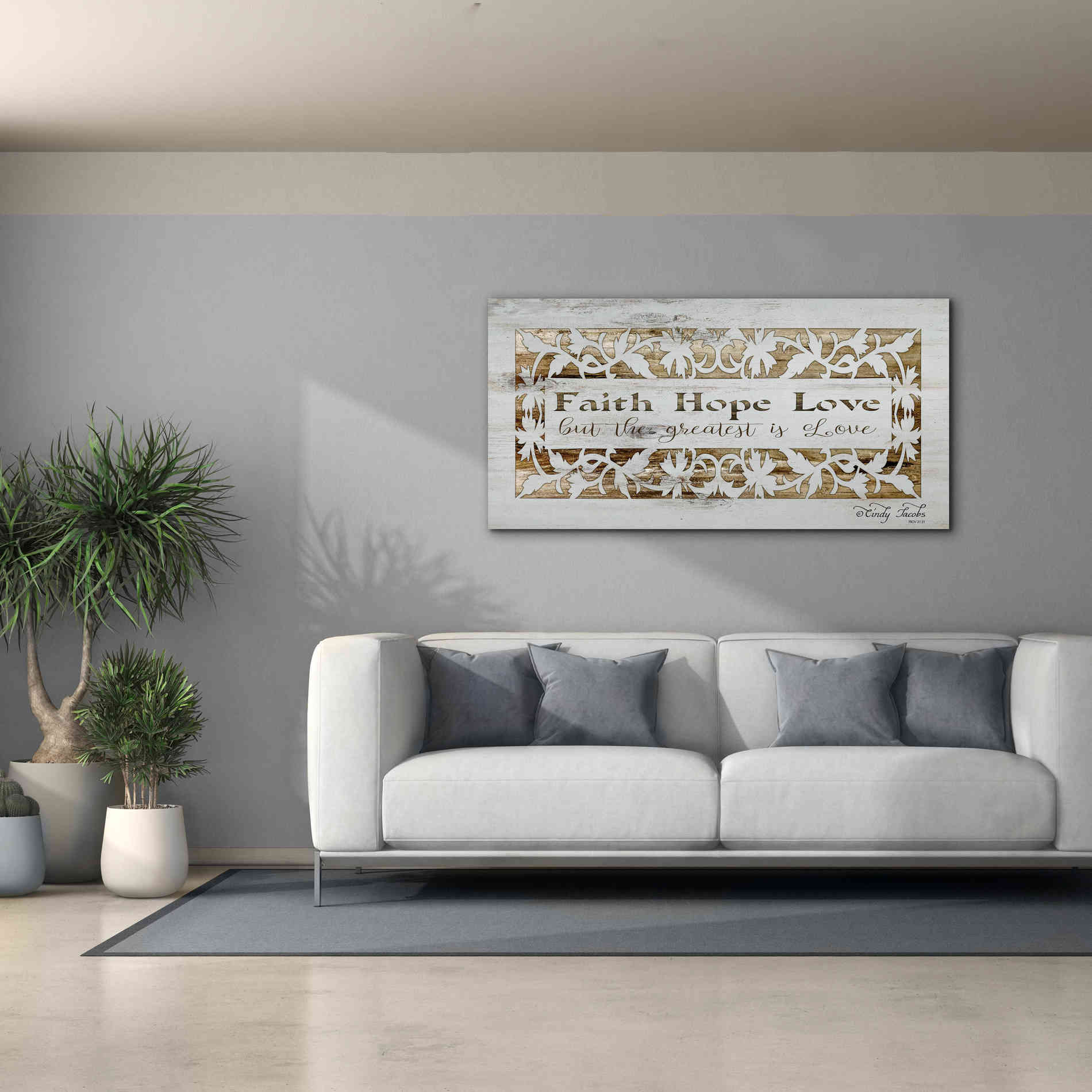 'Faith, Hope, Love' by Cindy Jacobs, Canvas Wall Art,60 x 30