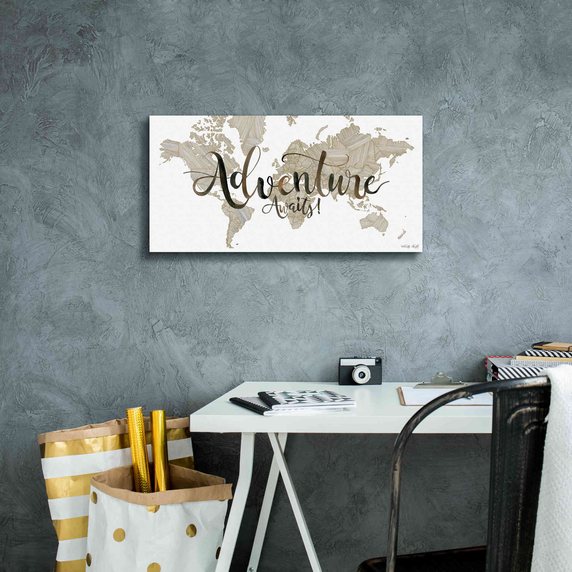 'Adventure Awaits' by Cindy Jacobs, Canvas Wall Art,24 x 12