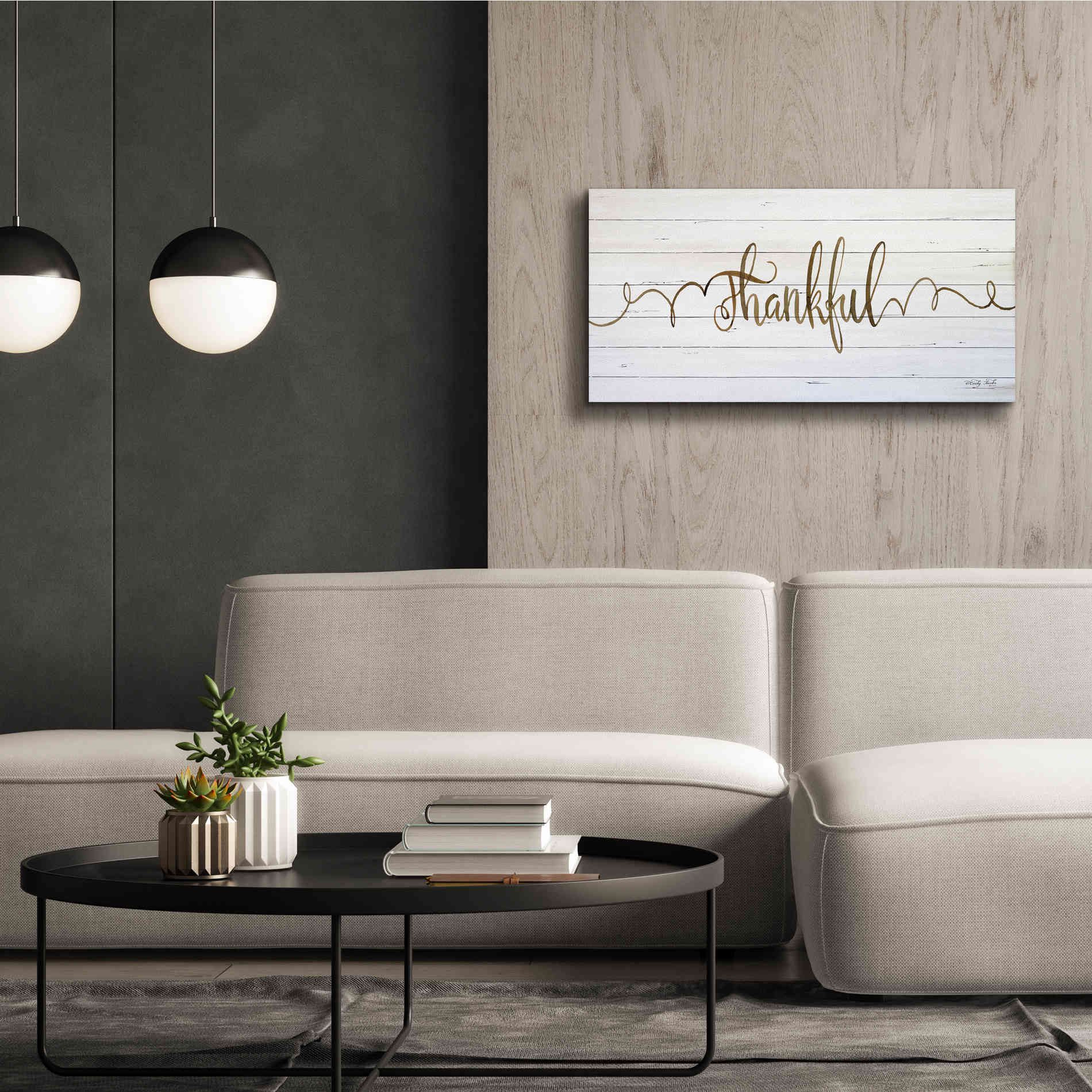 'Thankful' by Cindy Jacobs, Canvas Wall Art,40 x 20