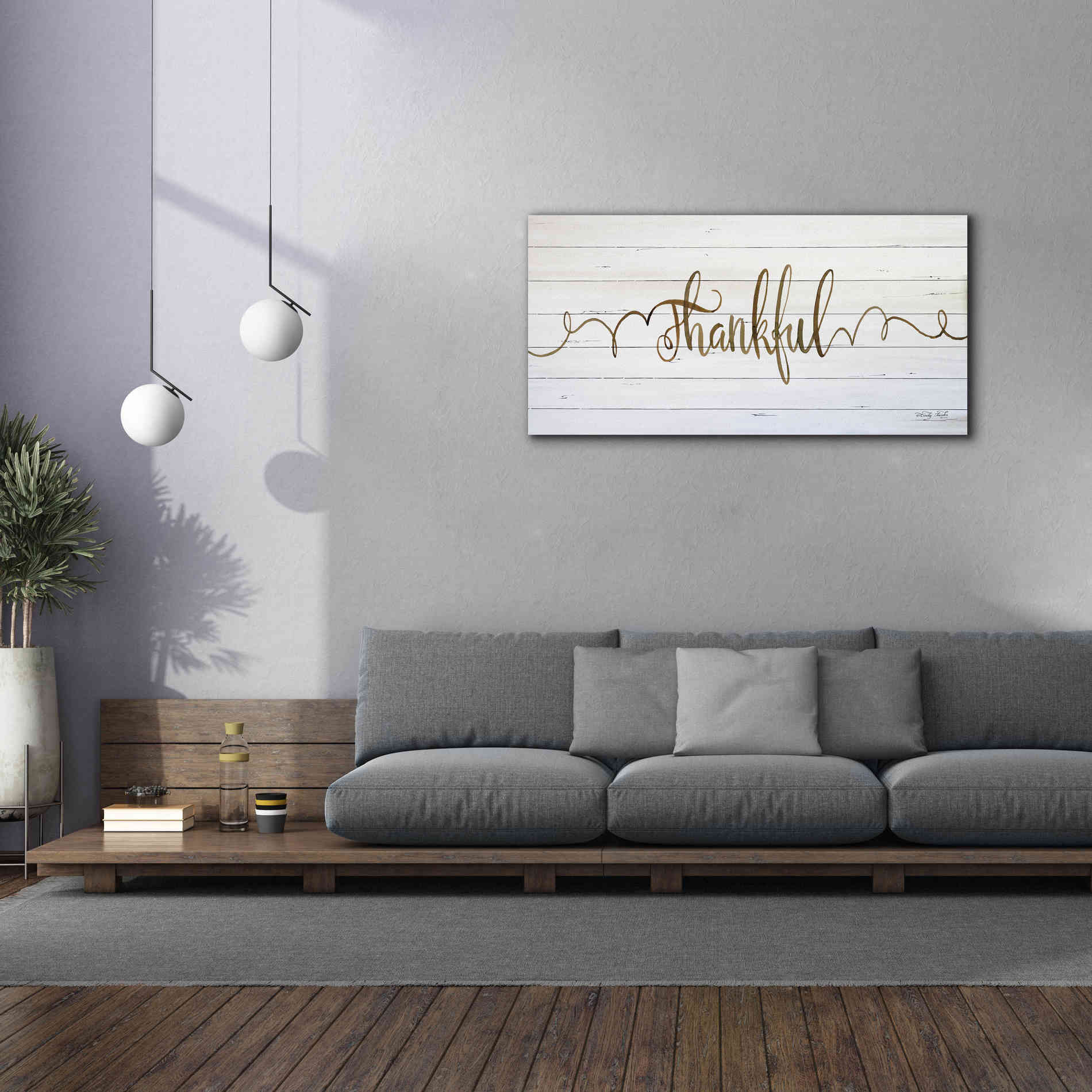 'Thankful' by Cindy Jacobs, Canvas Wall Art,60 x 30