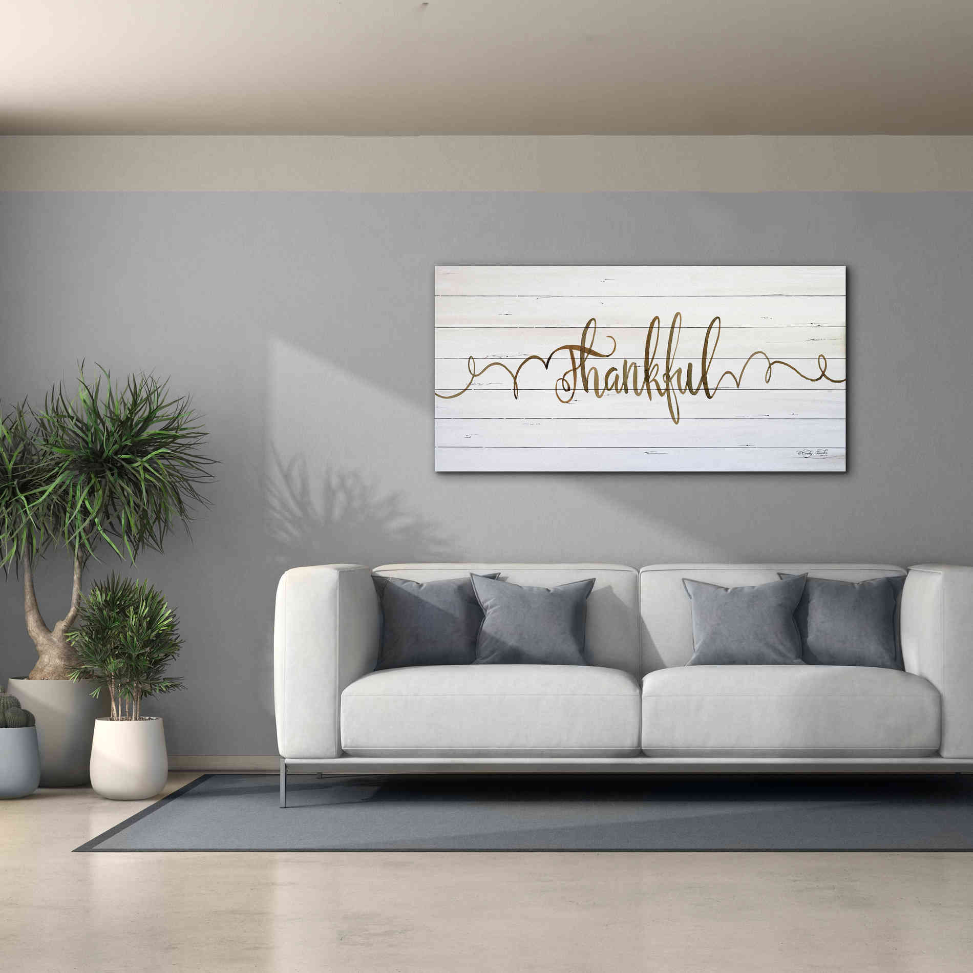 'Thankful' by Cindy Jacobs, Canvas Wall Art,60 x 30