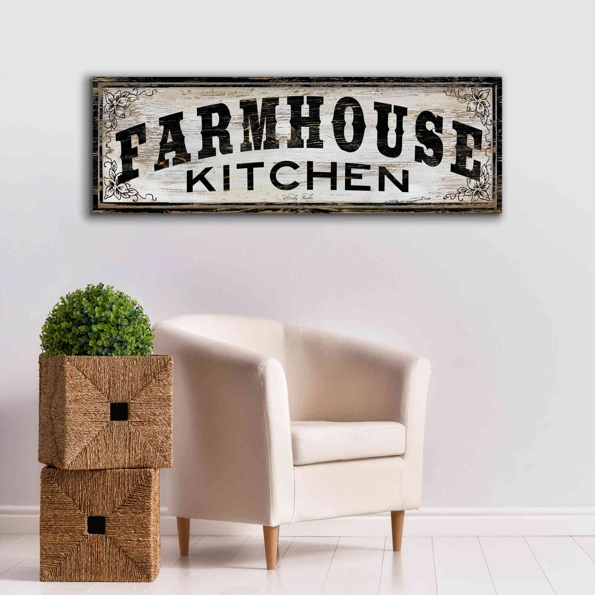 'Farmhouse Kitchen' by Cindy Jacobs, Canvas Wall Art,60 x 20