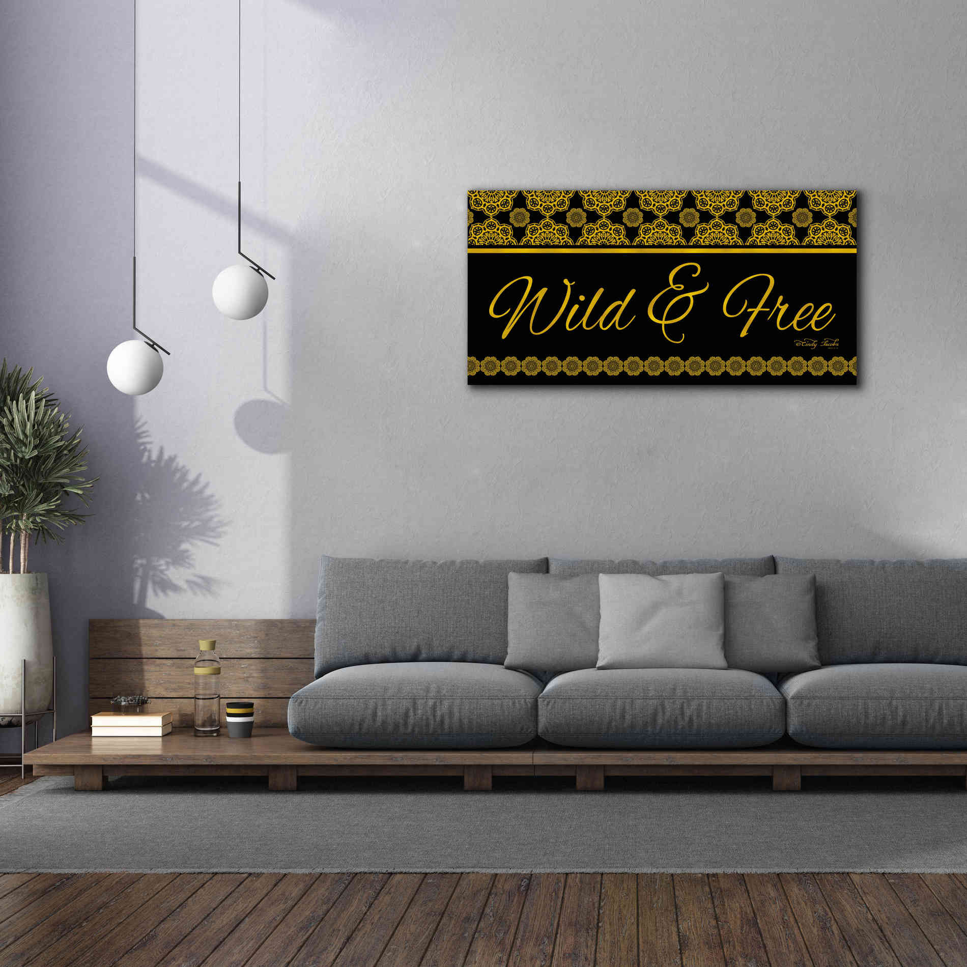 'Wild and Free Mandals' by Cindy Jacobs, Canvas Wall Art,60 x 30