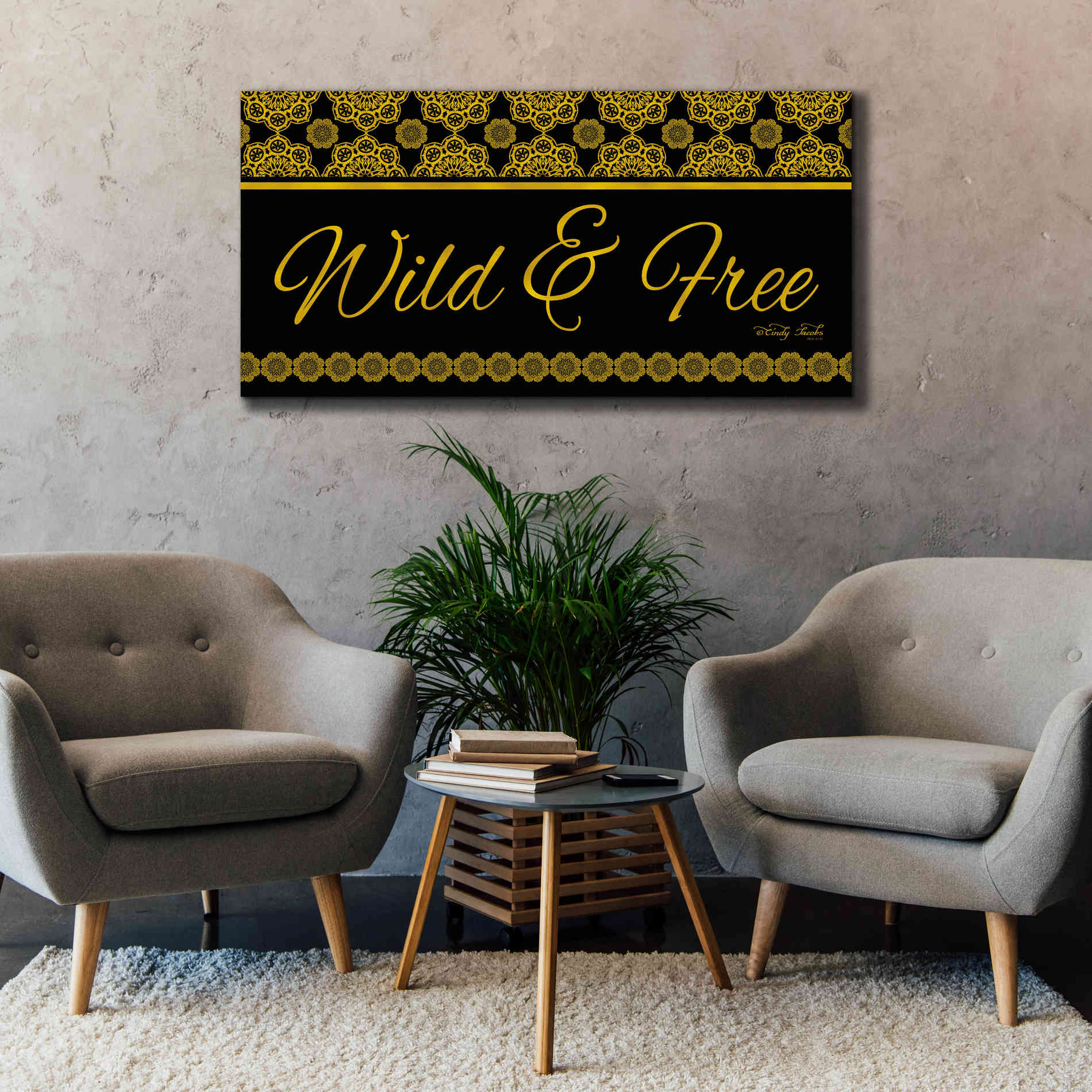 'Wild and Free Mandals' by Cindy Jacobs, Canvas Wall Art,60 x 30