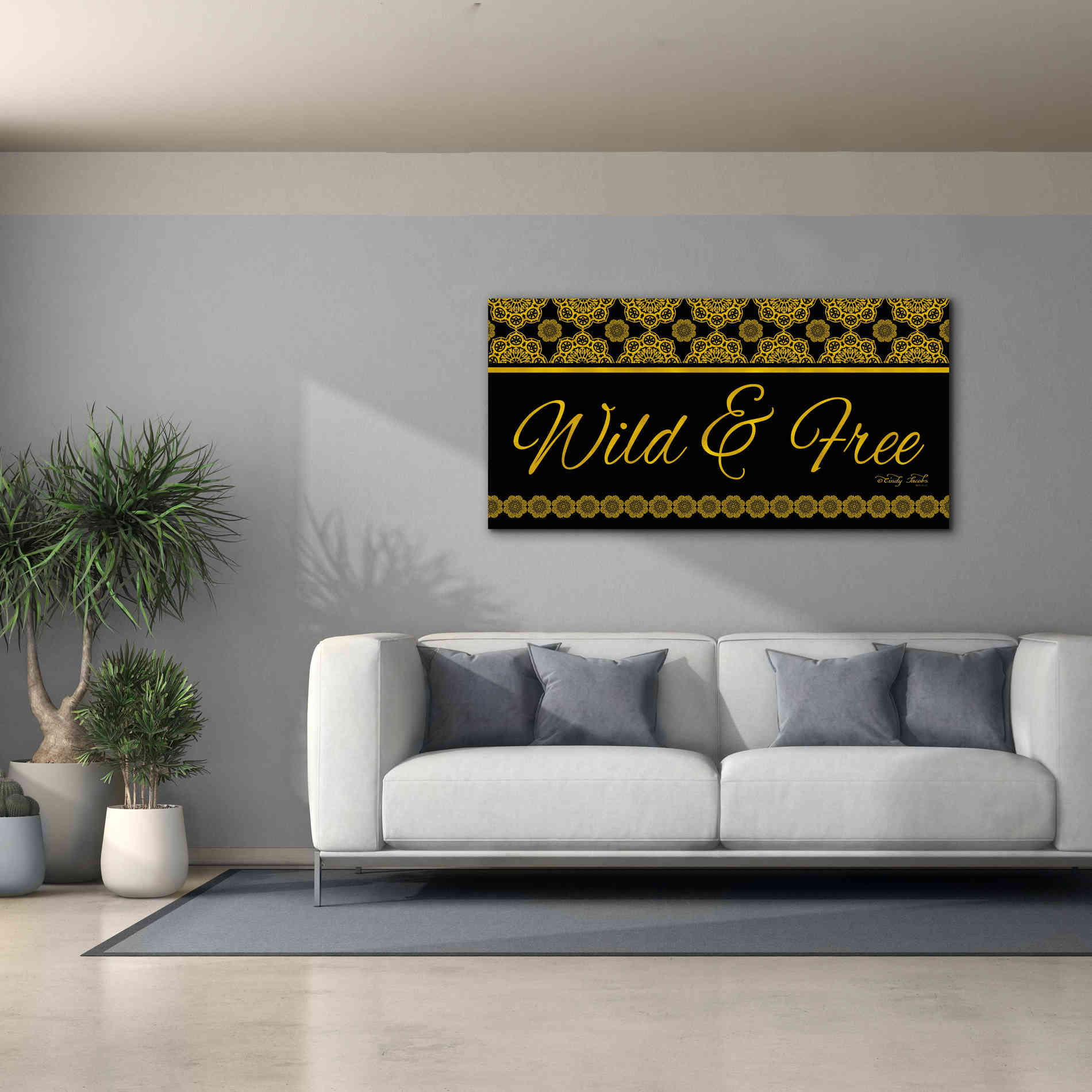 'Wild and Free Mandals' by Cindy Jacobs, Canvas Wall Art,60 x 30