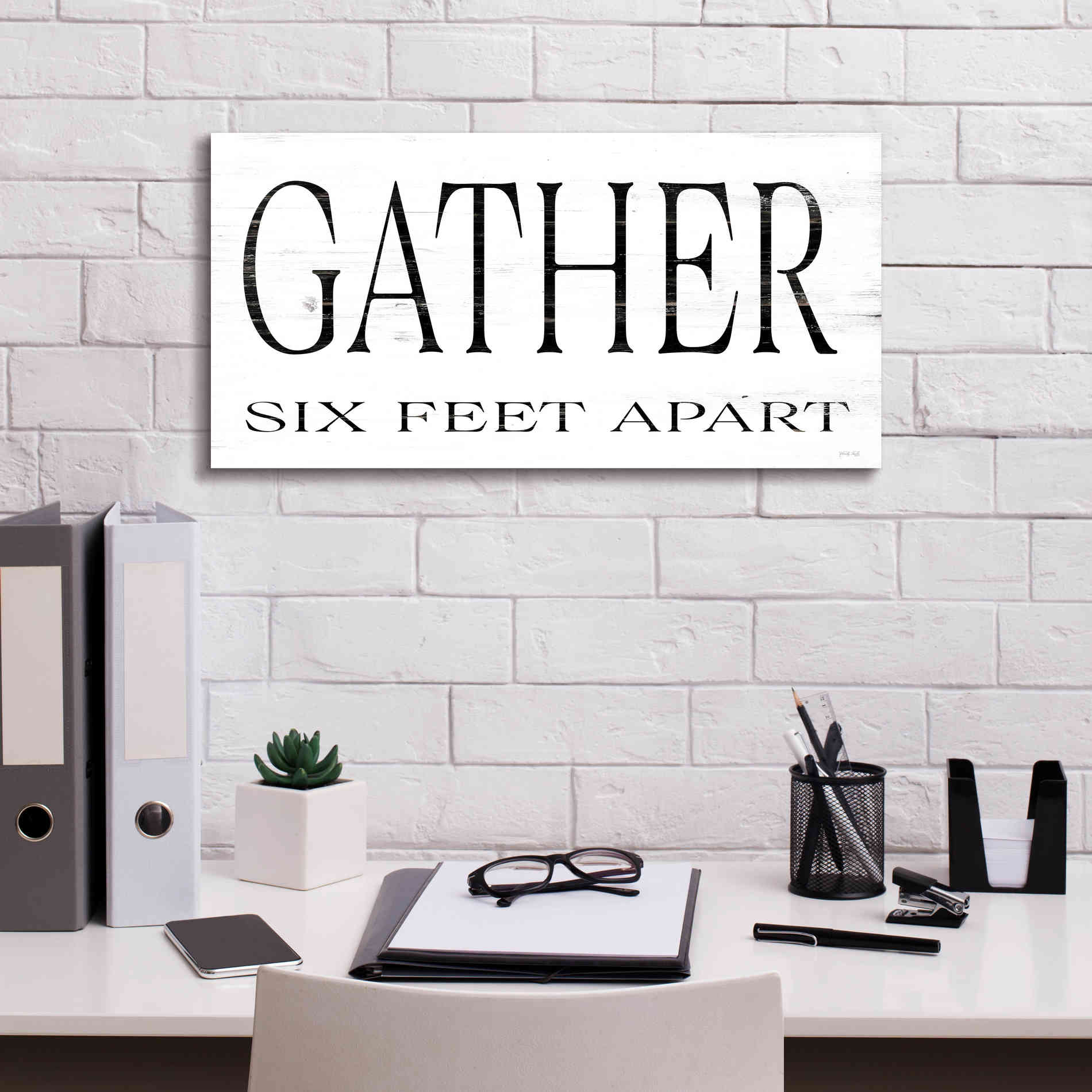 'Gather Six Feet Apart' by Cindy Jacobs, Canvas Wall Art,24 x 12