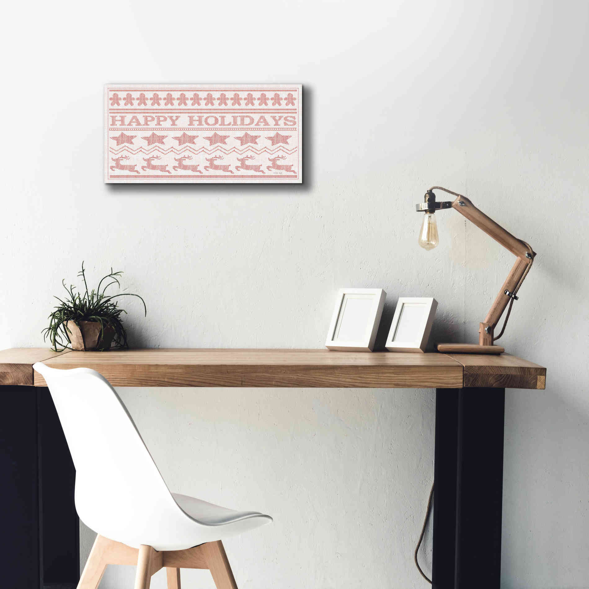 'Happy Holidays Stitchery' by Cindy Jacobs, Canvas Wall Art,24 x 12