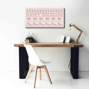 'Happy Holidays Stitchery' by Cindy Jacobs, Canvas Wall Art,40 x 20
