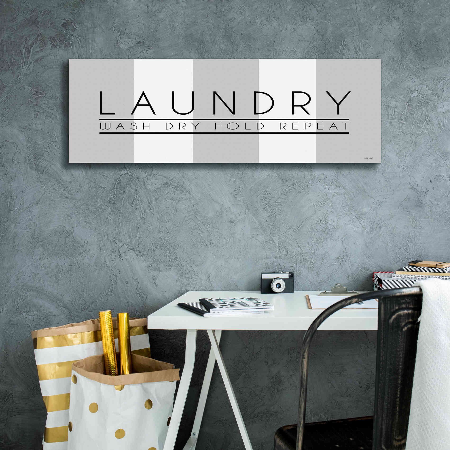 'Laundry - Wash, Dry, Fold, Repeat 1' by Cindy Jacobs, Canvas Wall Art,36 x 12