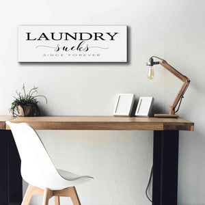 'Laundry Sucks' by Cindy Jacobs, Canvas Wall Art,36 x 12