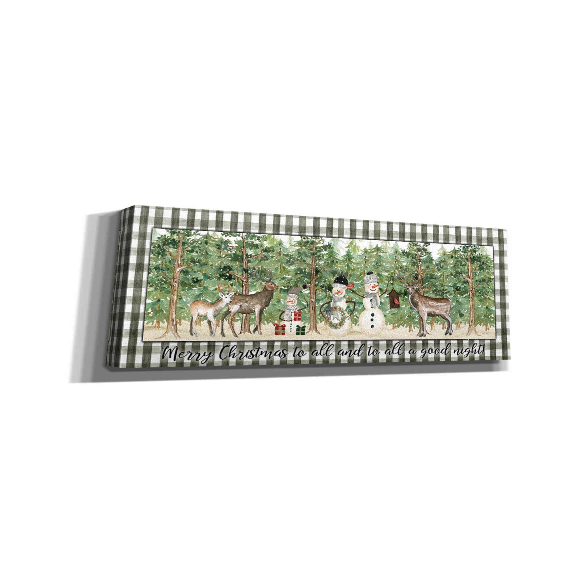 'Merry Christmas to All on Plaid' by Cindy Jacobs, Canvas Wall Art