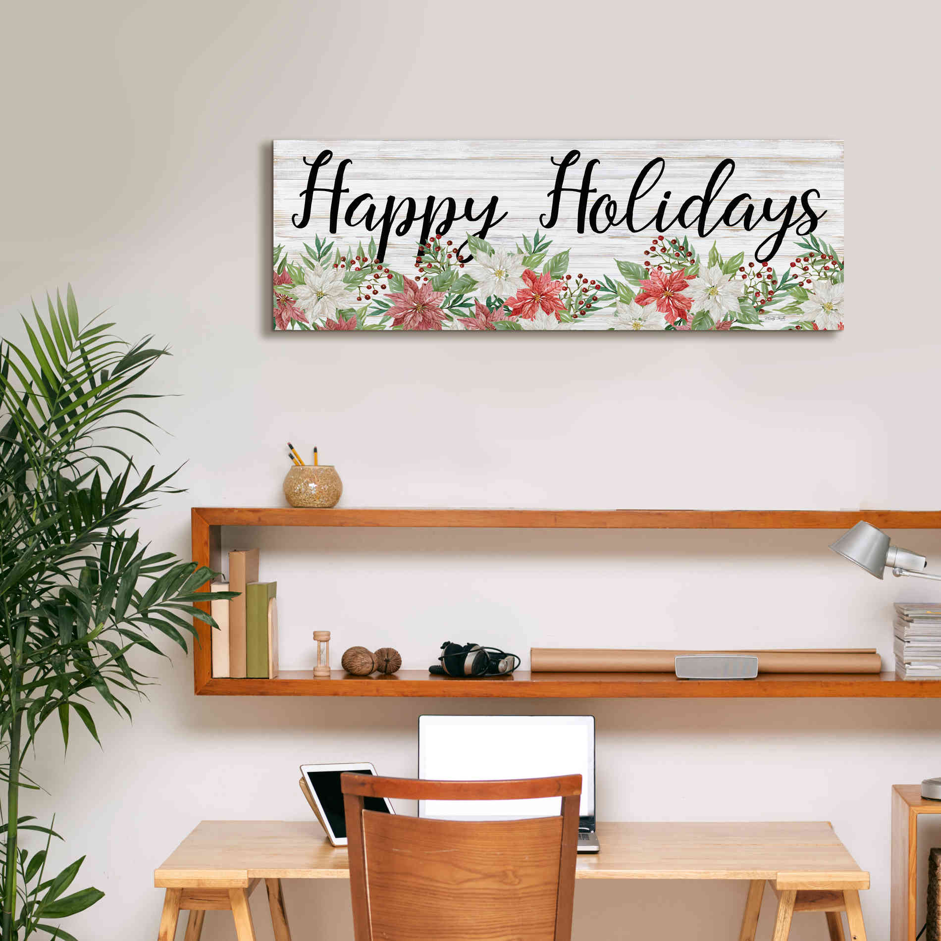 'Happy Holidays Sign' by Cindy Jacobs, Canvas Wall Art,36 x 12