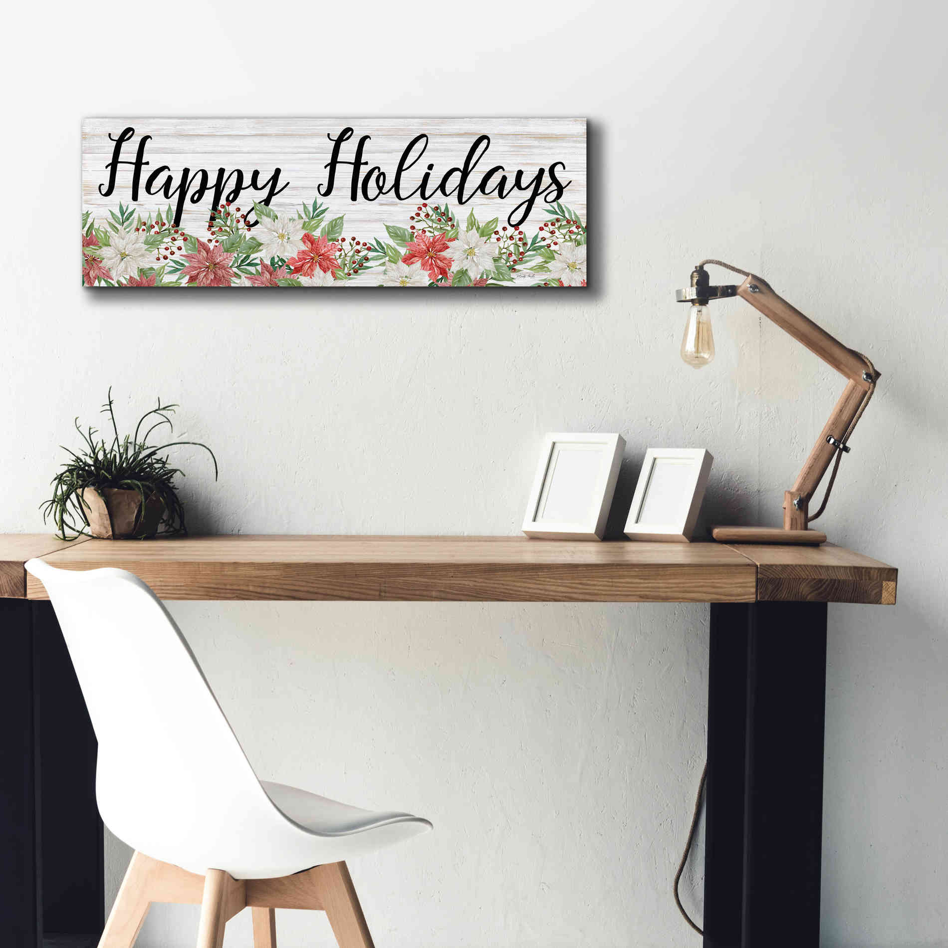 'Happy Holidays Sign' by Cindy Jacobs, Canvas Wall Art,36 x 12