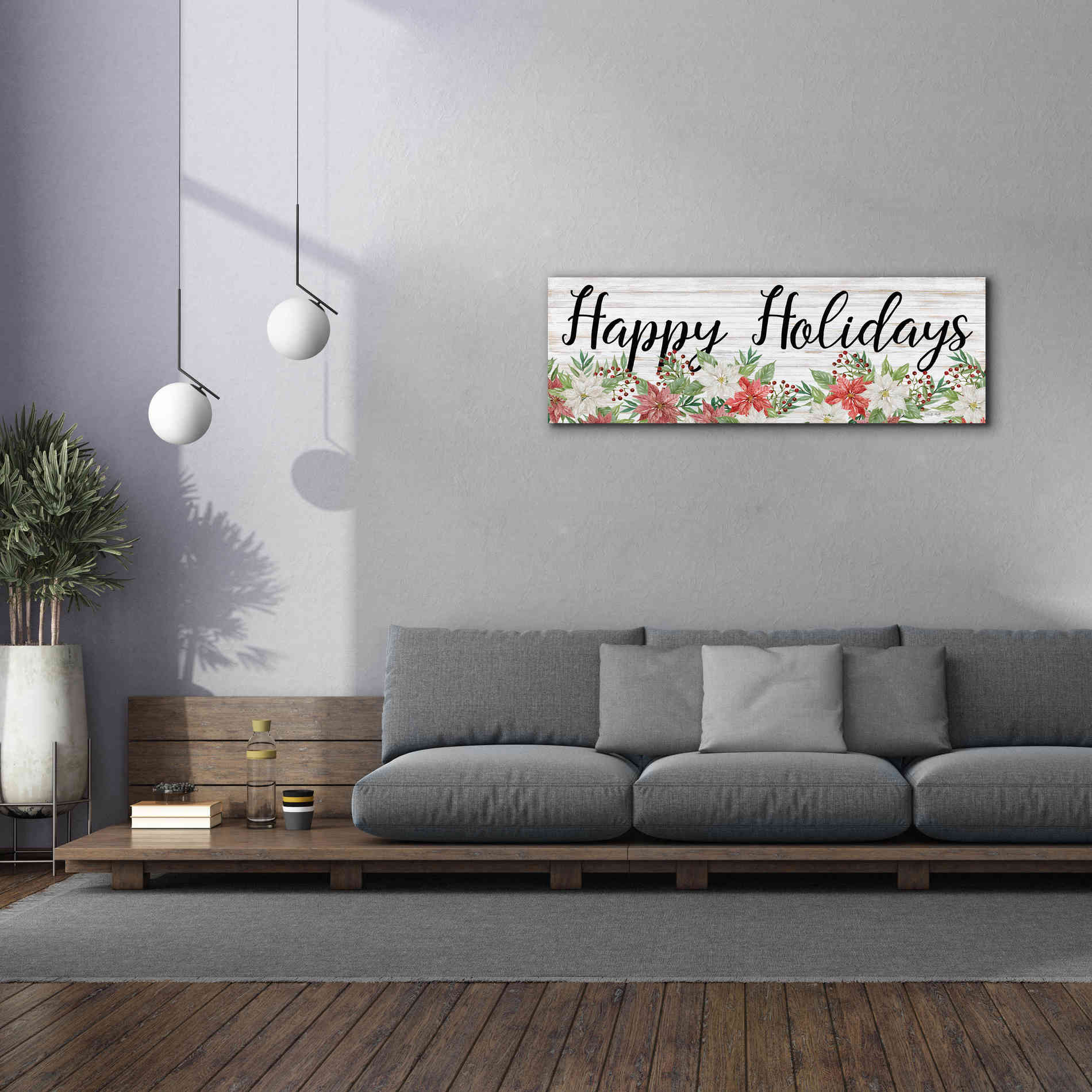 'Happy Holidays Sign' by Cindy Jacobs, Canvas Wall Art,60 x 20