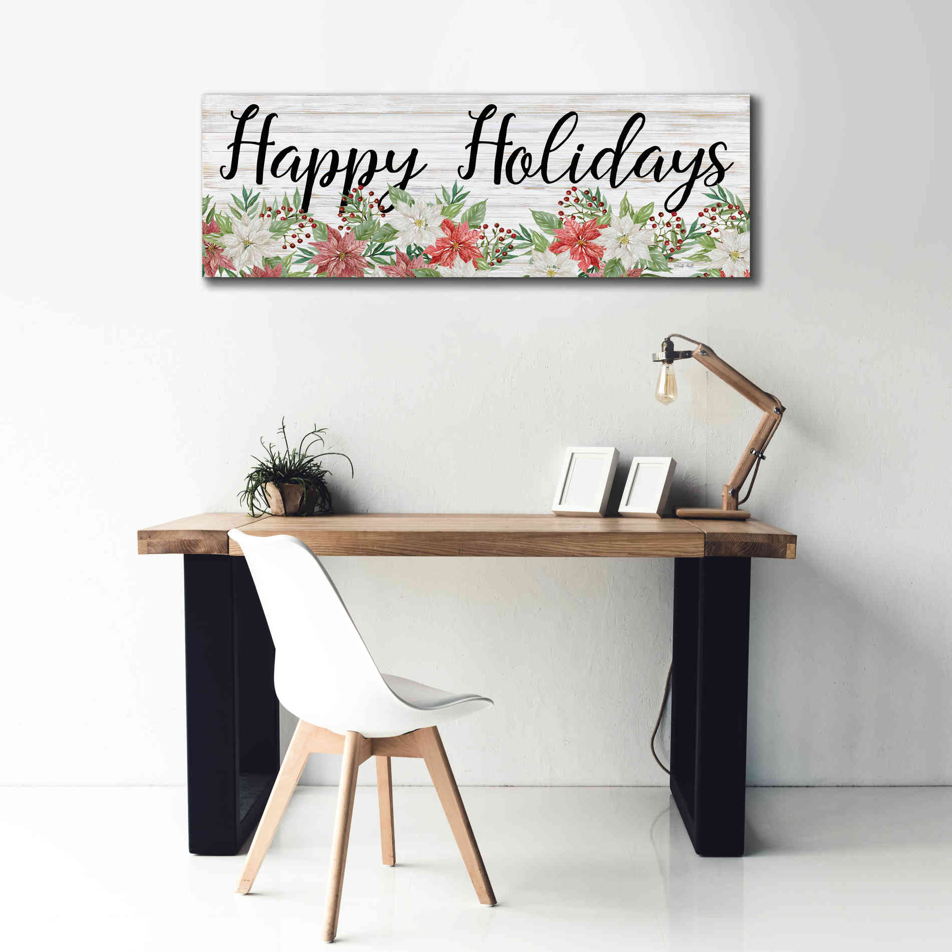'Happy Holidays Sign' by Cindy Jacobs, Canvas Wall Art,60 x 20
