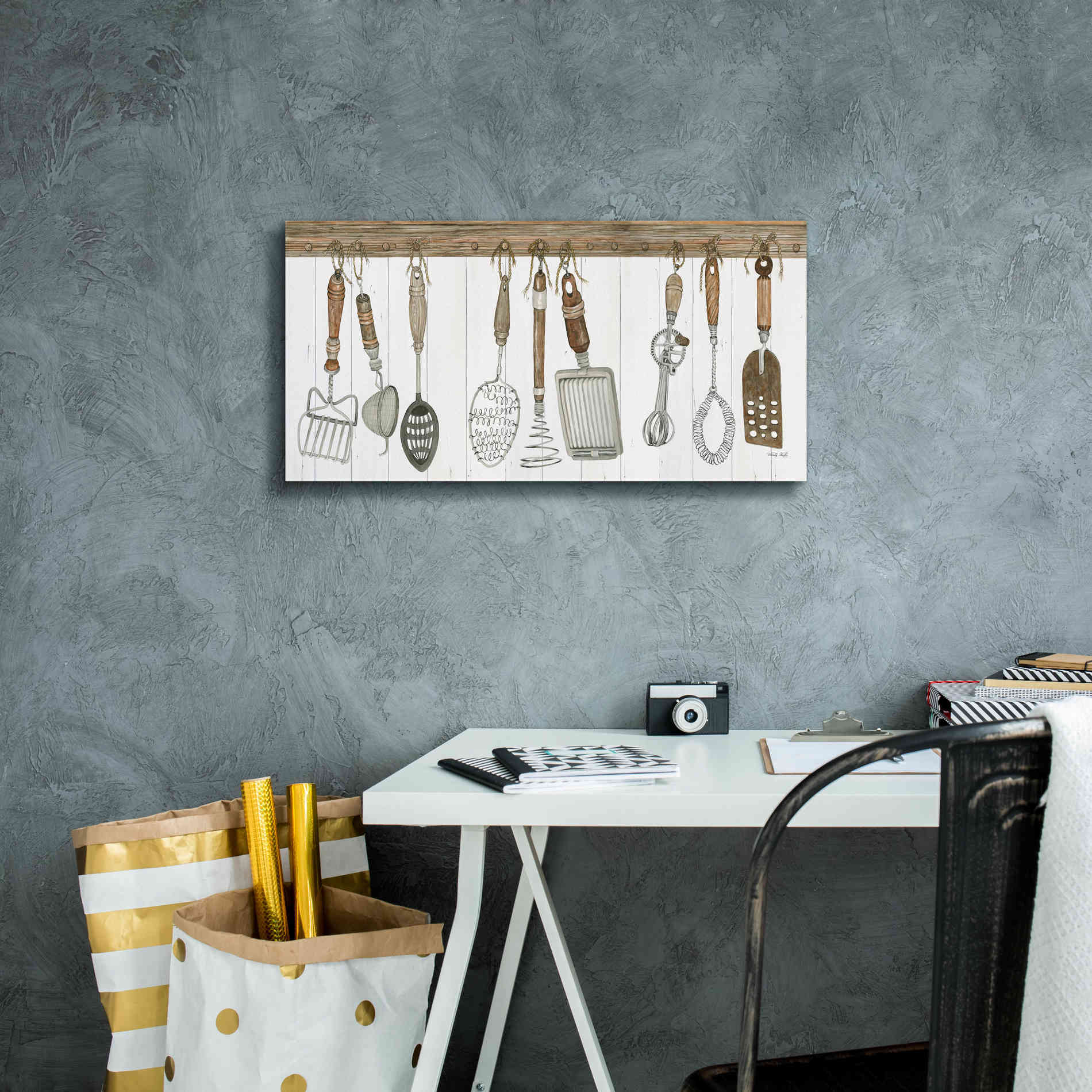 'Kitchen Tools' by Cindy Jacobs, Canvas Wall Art,24 x 12