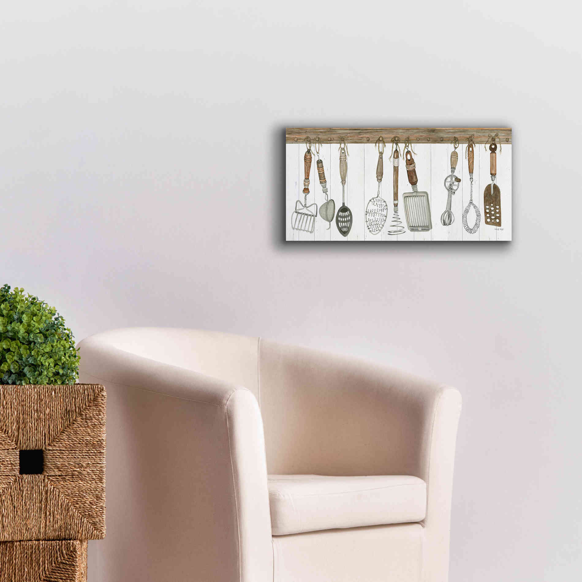'Kitchen Tools' by Cindy Jacobs, Canvas Wall Art,24 x 12