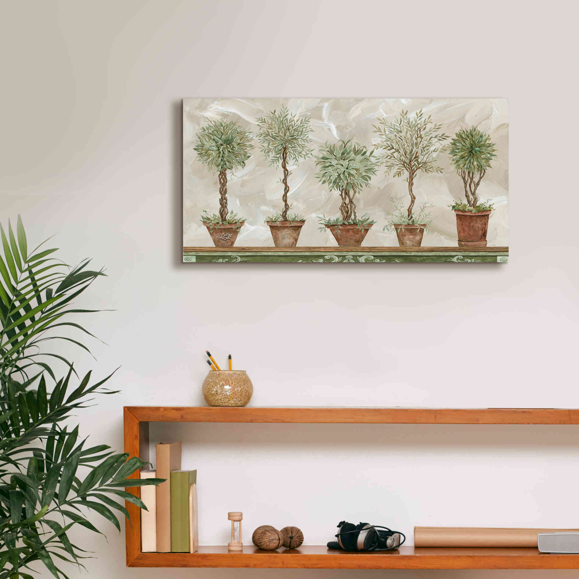 'Topiaries in a Row' by Cindy Jacobs, Canvas Wall Art,24 x 12
