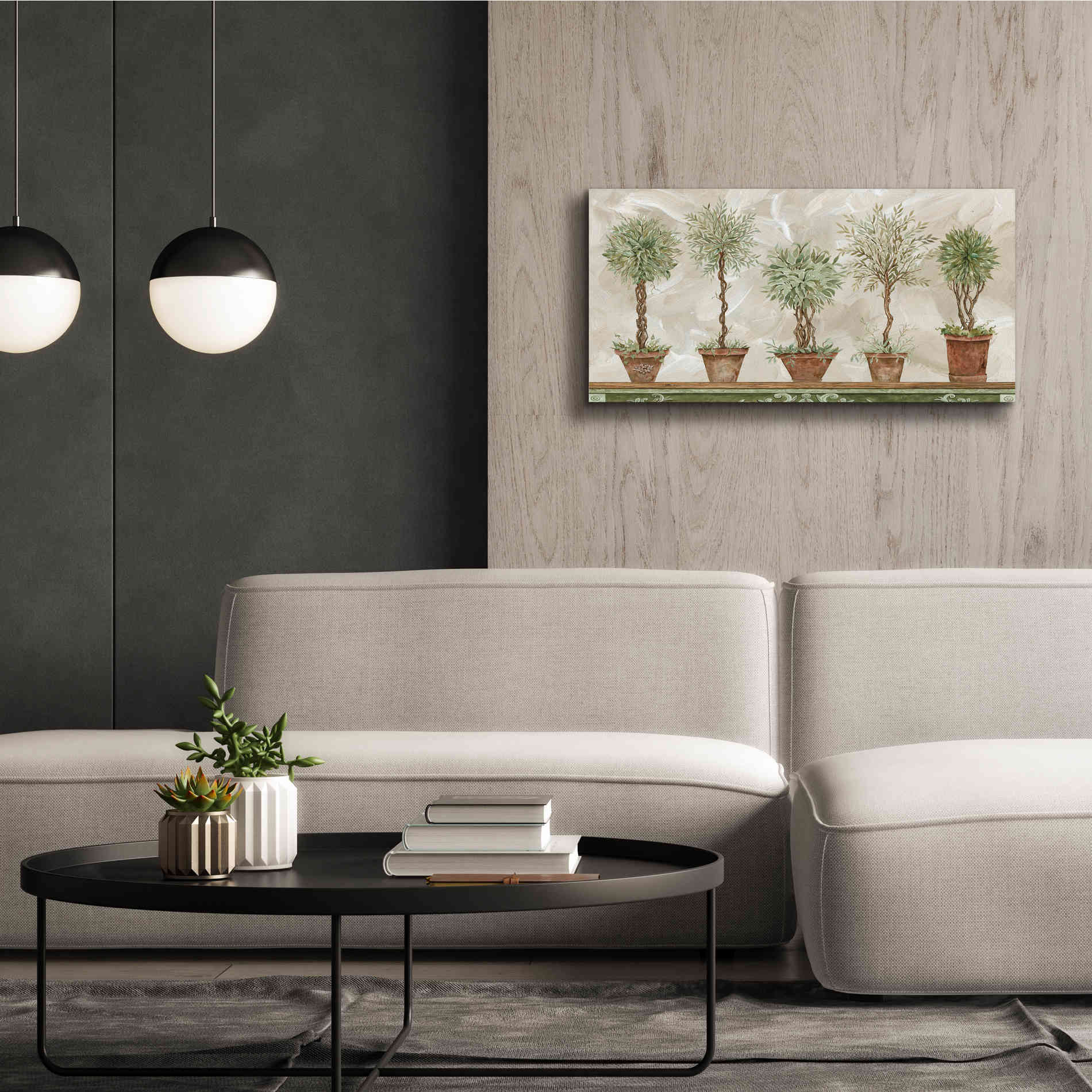 'Topiaries in a Row' by Cindy Jacobs, Canvas Wall Art,40 x 20
