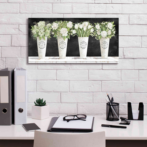 Image of 'White Flowers Still Life II' by Cindy Jacobs, Canvas Wall Art,24 x 12