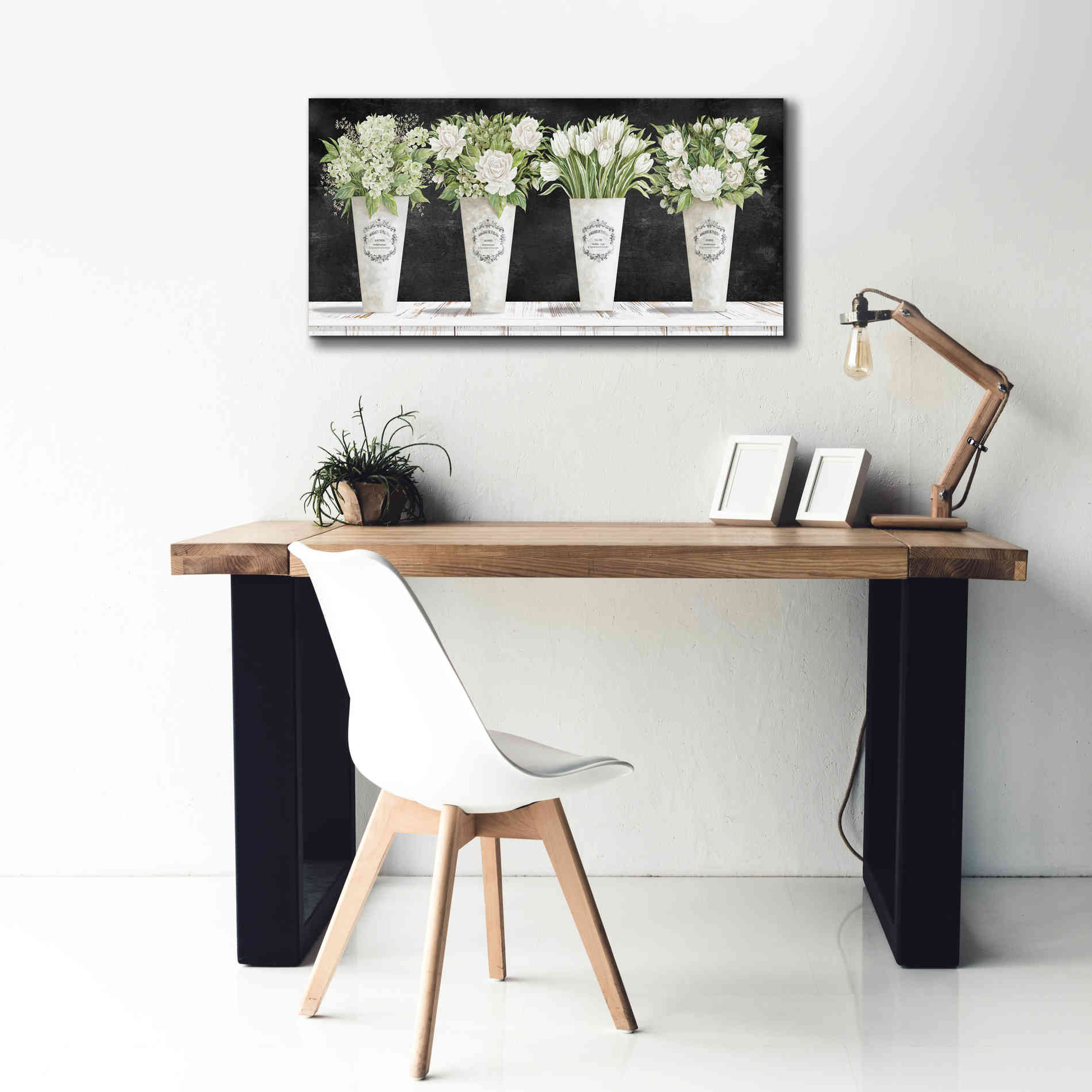 'White Flowers Still Life II' by Cindy Jacobs, Canvas Wall Art,40 x 20