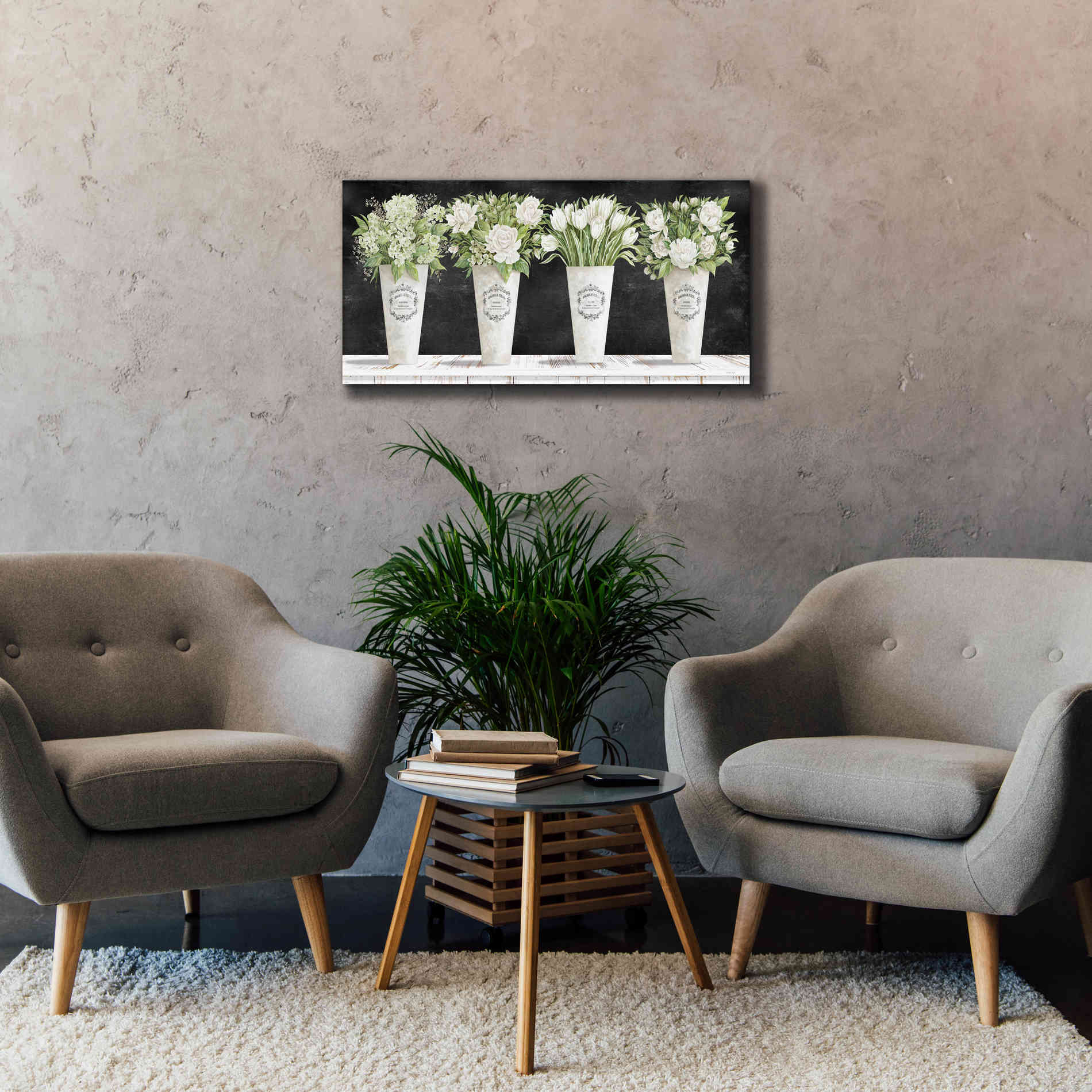 'White Flowers Still Life II' by Cindy Jacobs, Canvas Wall Art,40 x 20
