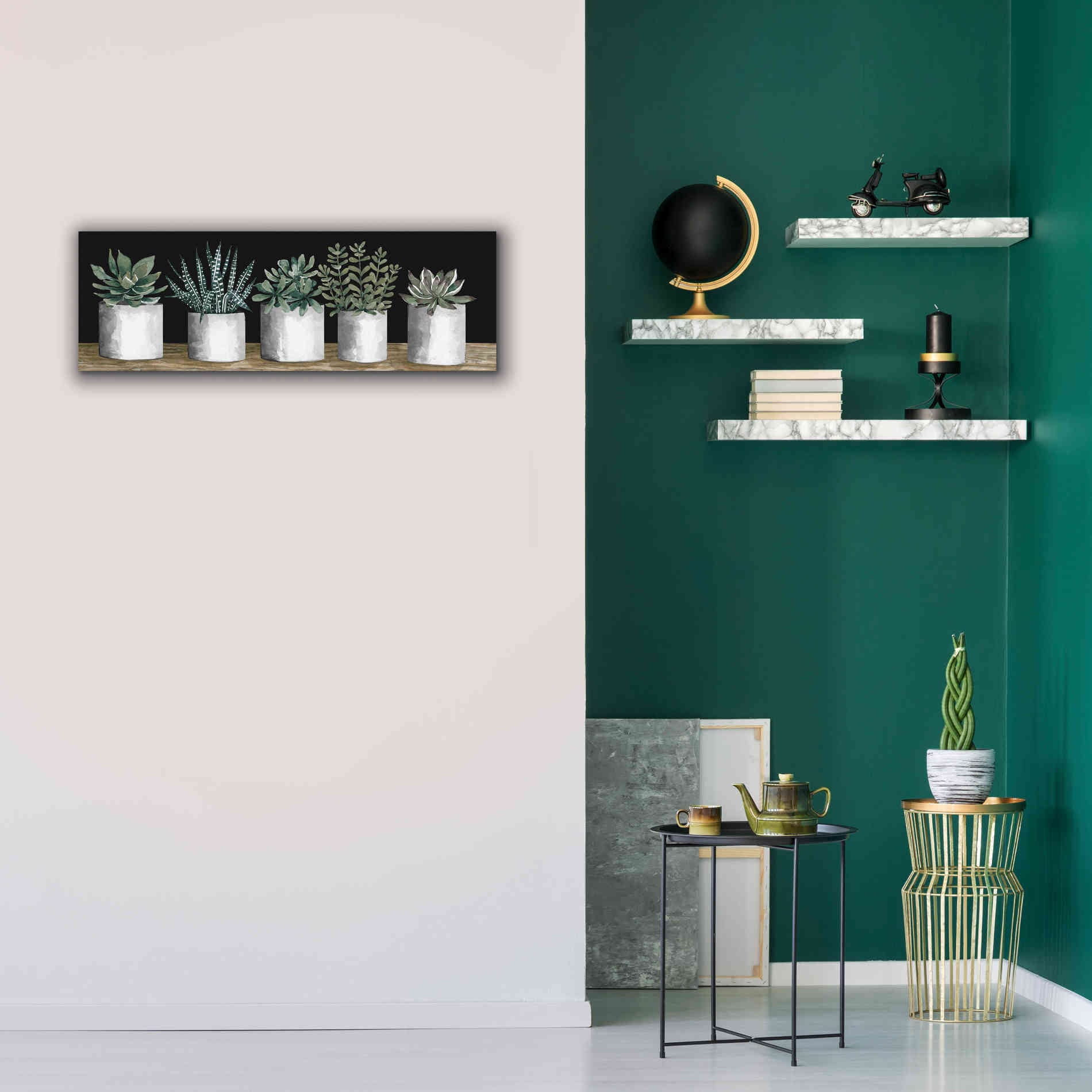 'Succulent Row' by Cindy Jacobs, Canvas Wall Art,36 x 12