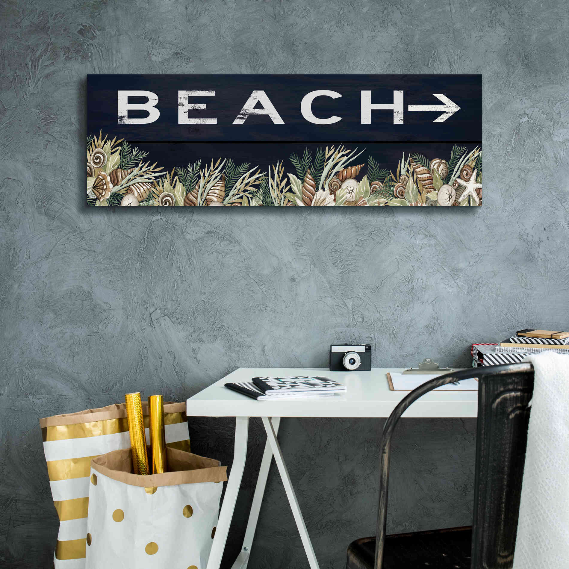 'Beach Sign' by Cindy Jacobs, Canvas Wall Art,36 x 12