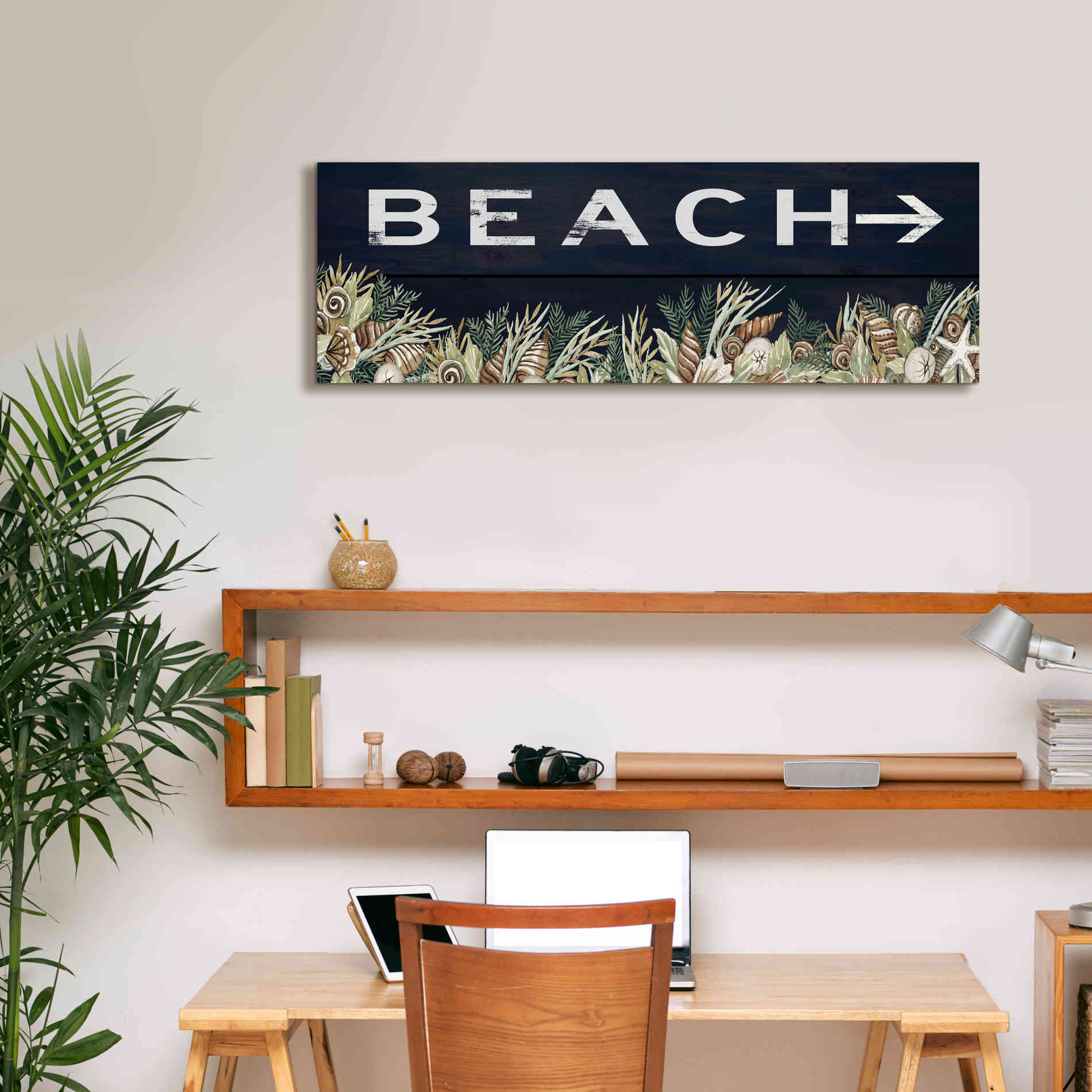'Beach Sign' by Cindy Jacobs, Canvas Wall Art,36 x 12