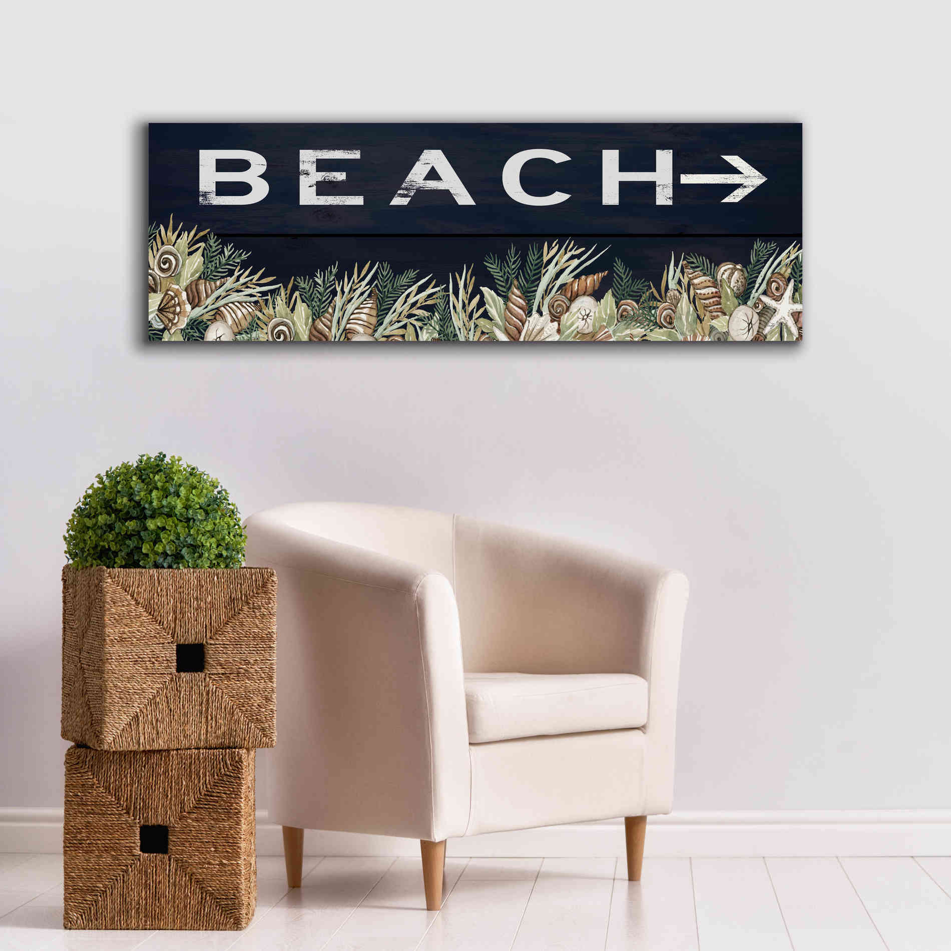 'Beach Sign' by Cindy Jacobs, Canvas Wall Art,60 x 20
