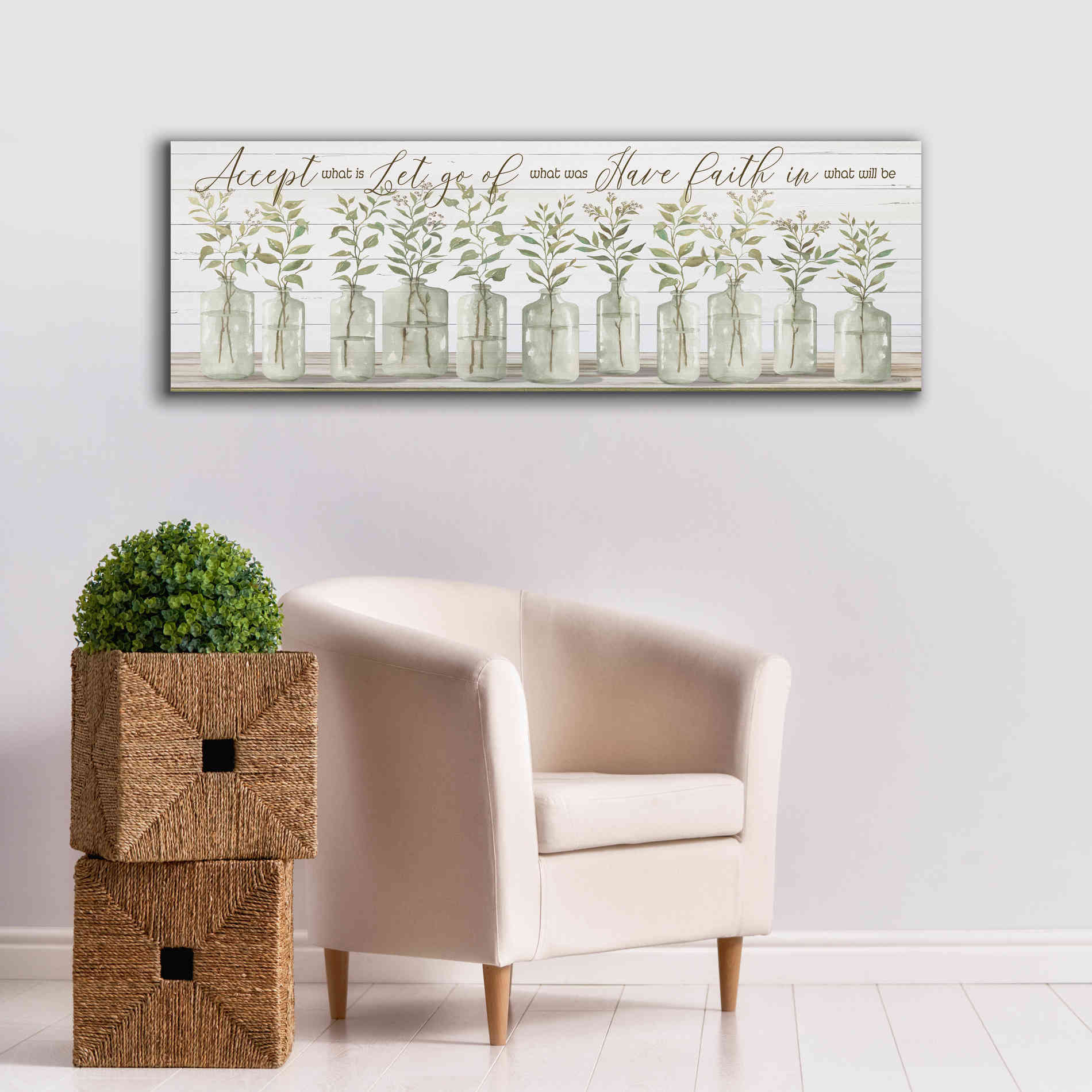 'Accept What Is' by Cindy Jacobs, Canvas Wall Art,60 x 20