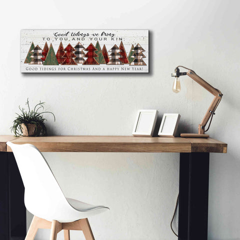Image of 'Good Tidings Plaid Trees' by Cindy Jacobs, Canvas Wall Art,36 x 12