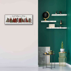 'Good Tidings Plaid Trees' by Cindy Jacobs, Canvas Wall Art,36 x 12