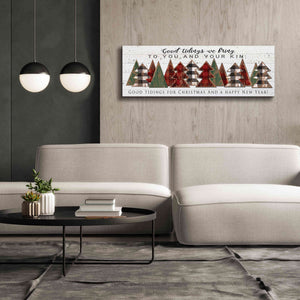 'Good Tidings Plaid Trees' by Cindy Jacobs, Canvas Wall Art,60 x 20