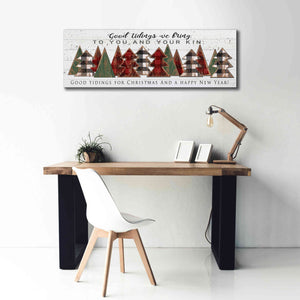 'Good Tidings Plaid Trees' by Cindy Jacobs, Canvas Wall Art,60 x 20