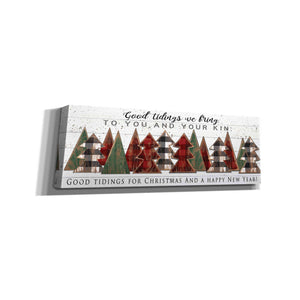 'Good Tidings Plaid Trees' by Cindy Jacobs, Canvas Wall Art