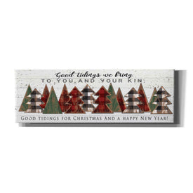 'Good Tidings Plaid Trees' by Cindy Jacobs, Canvas Wall Art