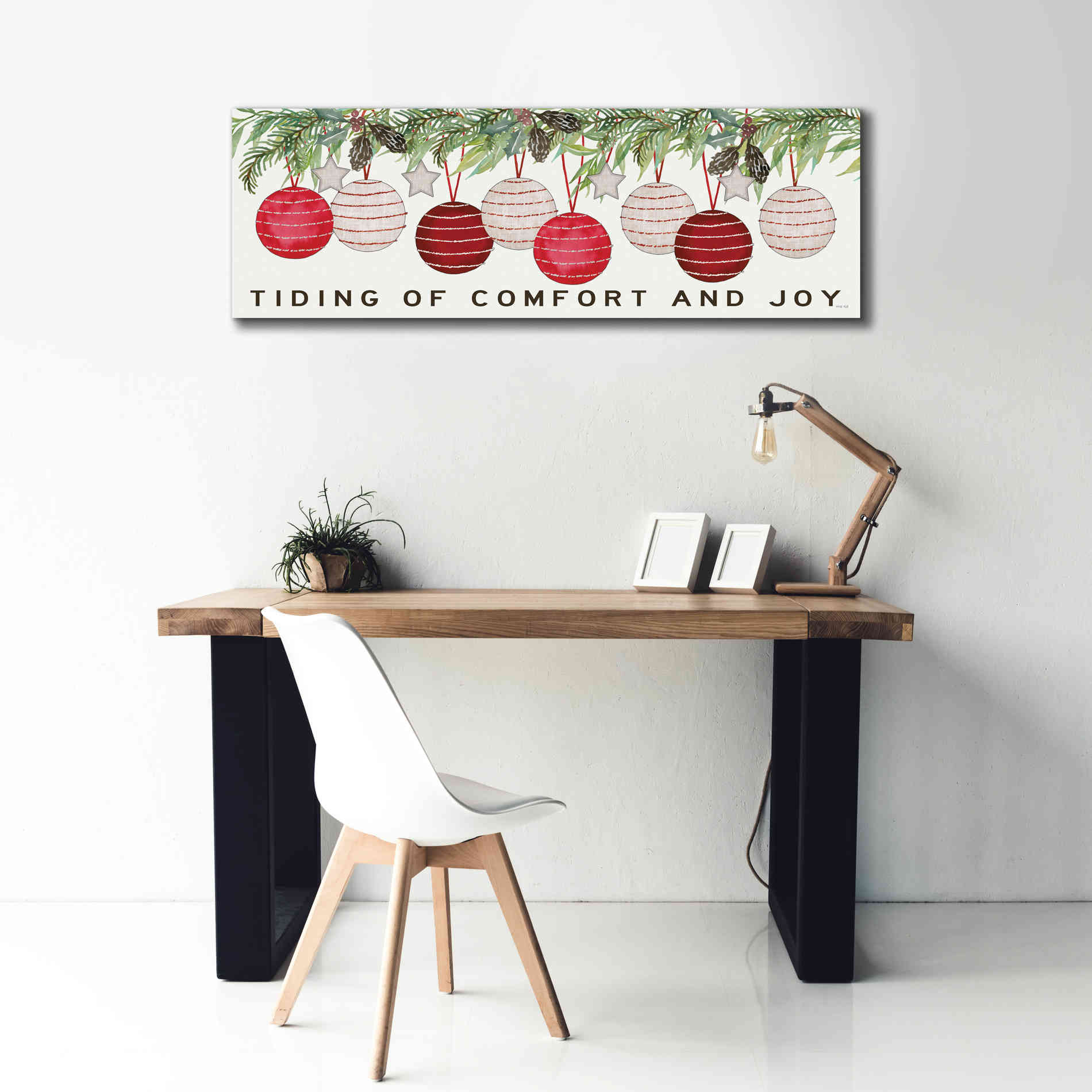 'Tidings of Comfort Ornaments' by Cindy Jacobs, Canvas Wall Art,60 x 20