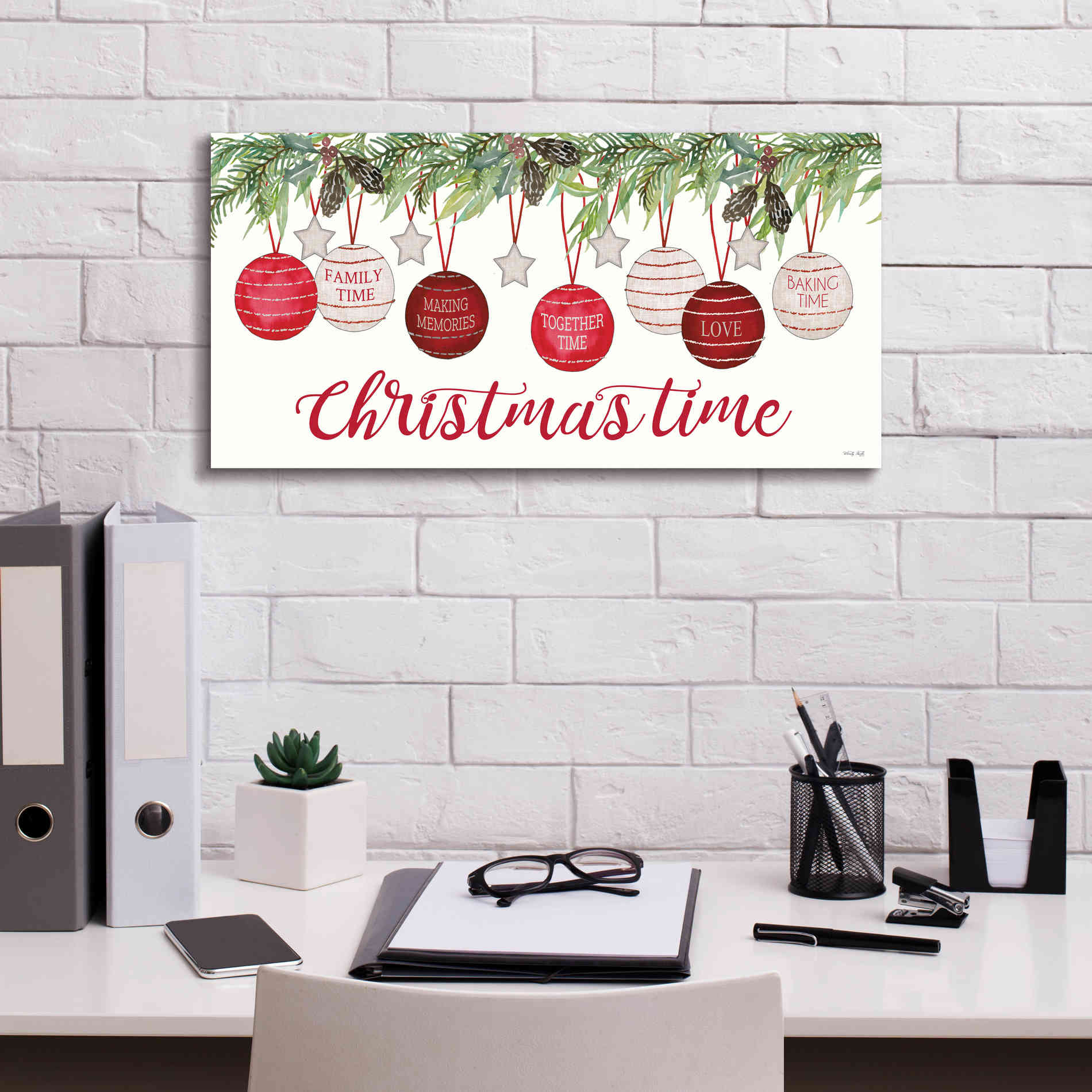 'Christmas Time Ornaments' by Cindy Jacobs, Canvas Wall Art,24 x 12
