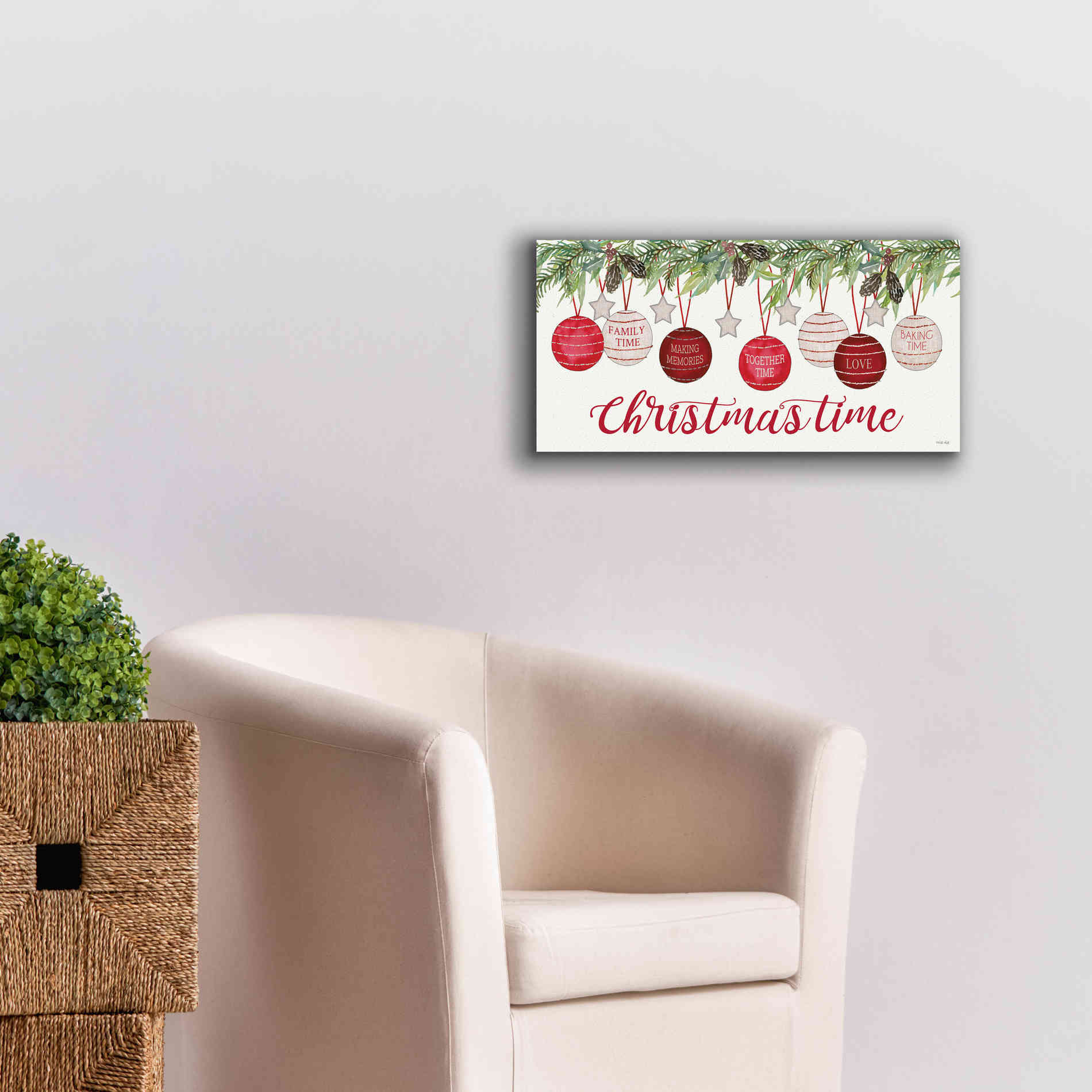 'Christmas Time Ornaments' by Cindy Jacobs, Canvas Wall Art,24 x 12