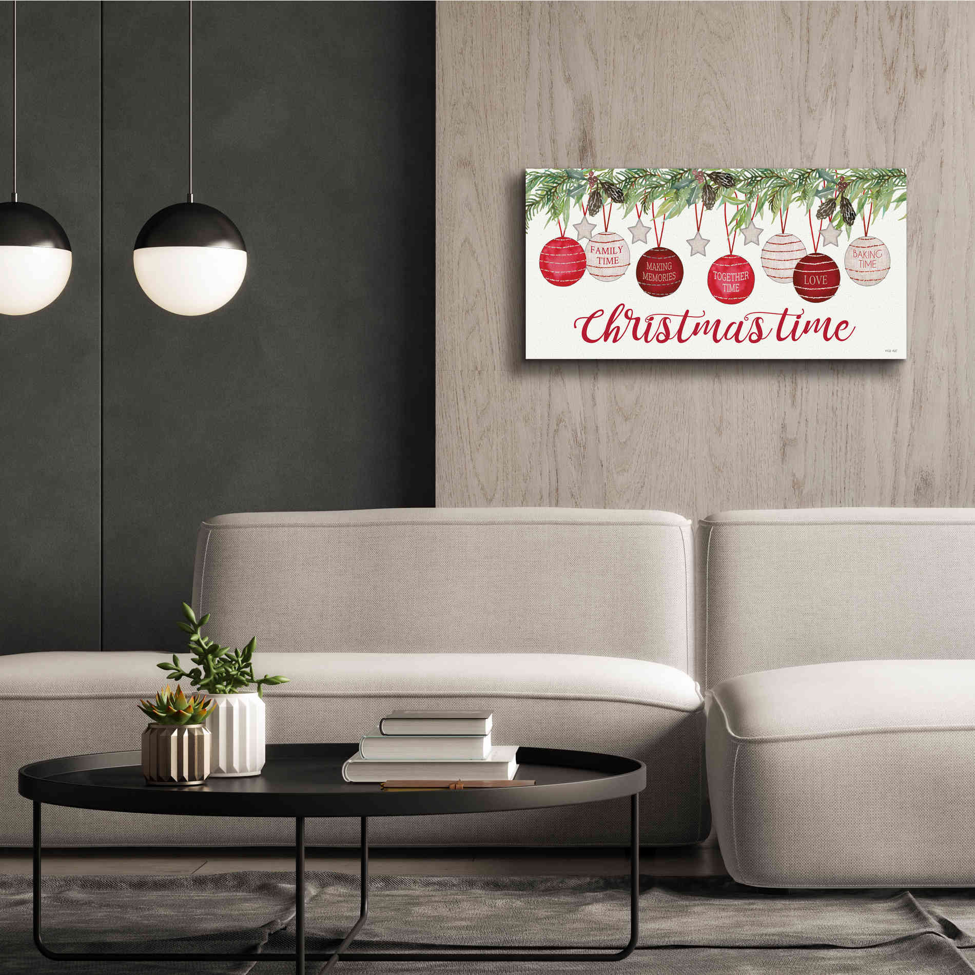 'Christmas Time Ornaments' by Cindy Jacobs, Canvas Wall Art,40 x 20