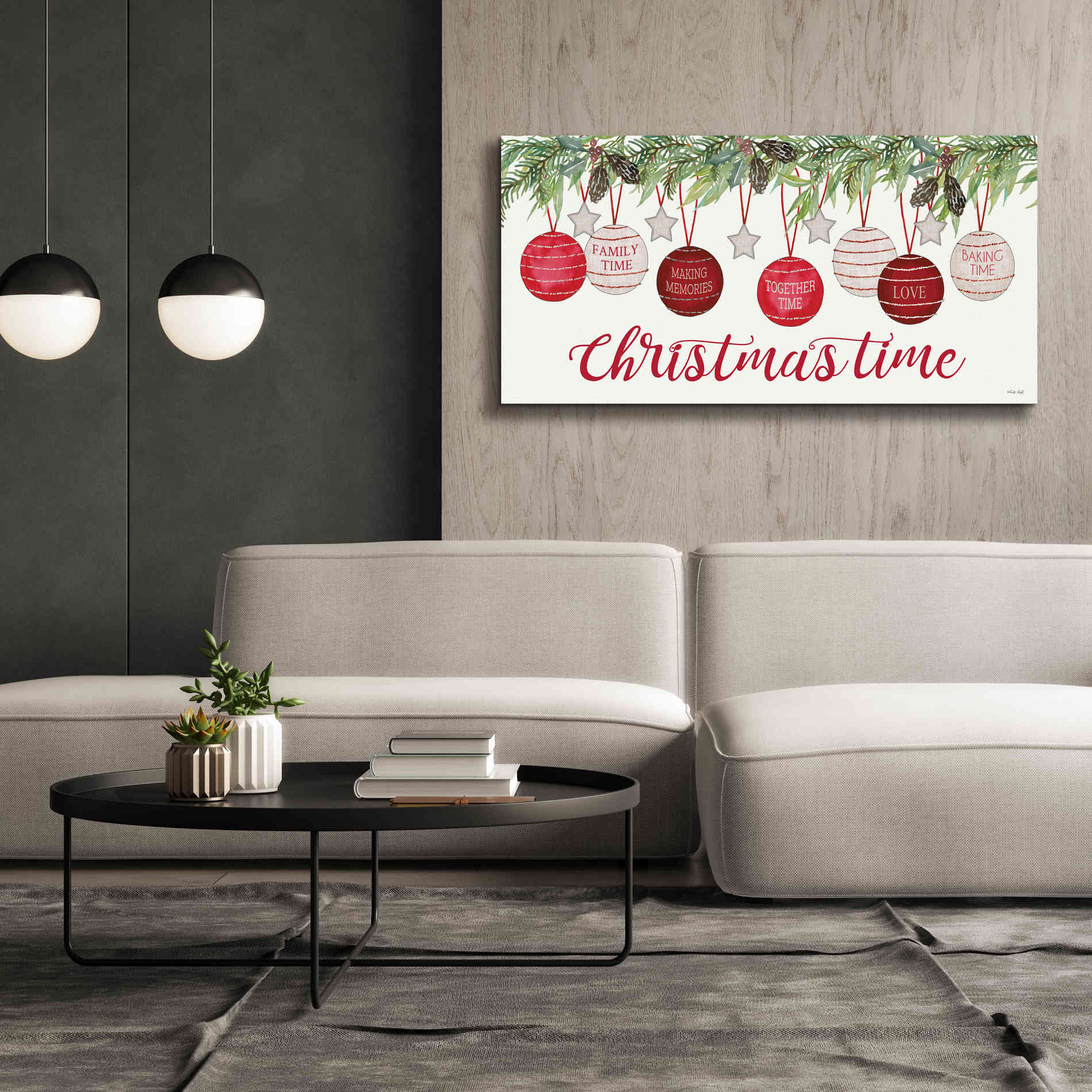 'Christmas Time Ornaments' by Cindy Jacobs, Canvas Wall Art,60 x 30