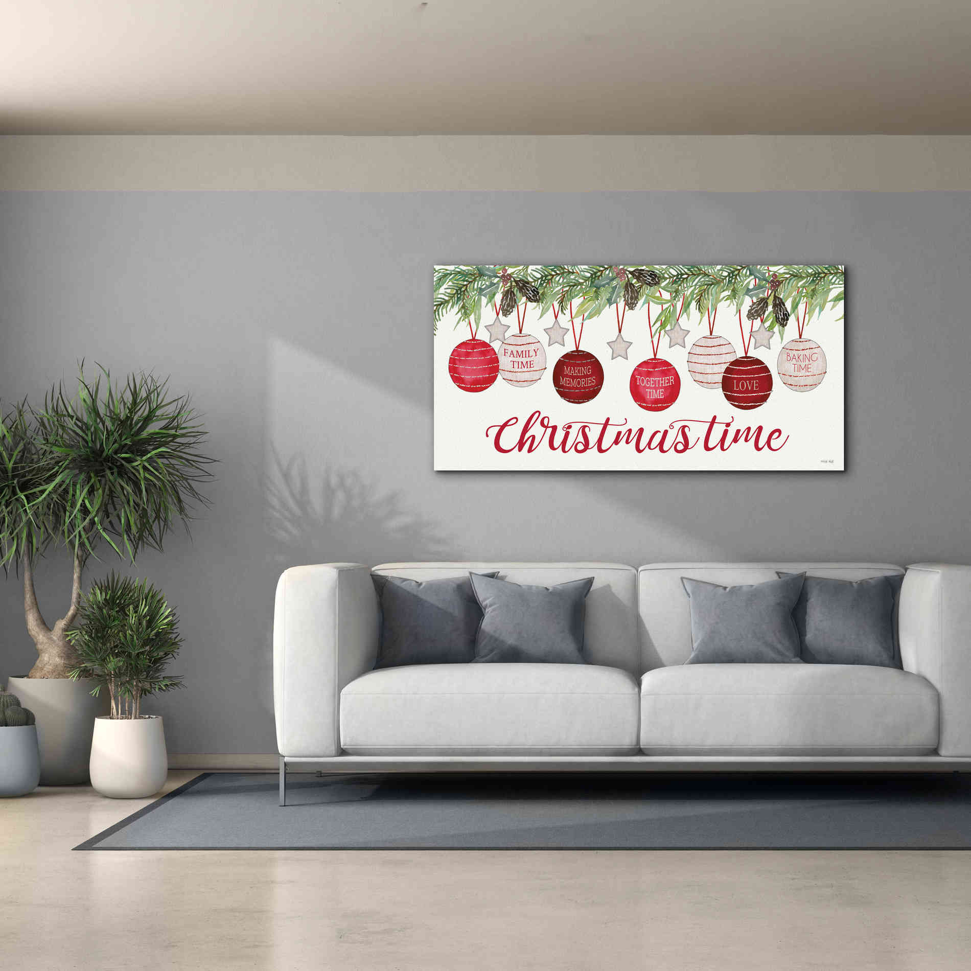 'Christmas Time Ornaments' by Cindy Jacobs, Canvas Wall Art,60 x 30