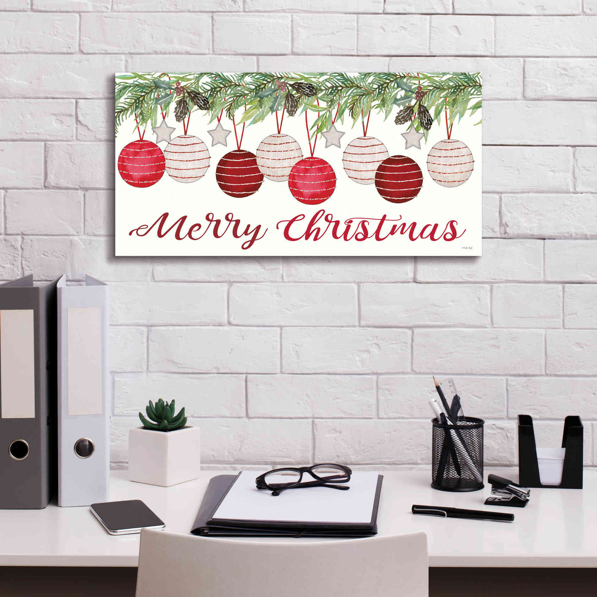 'Merry Christmas Ornaments' by Cindy Jacobs, Canvas Wall Art,24 x 12