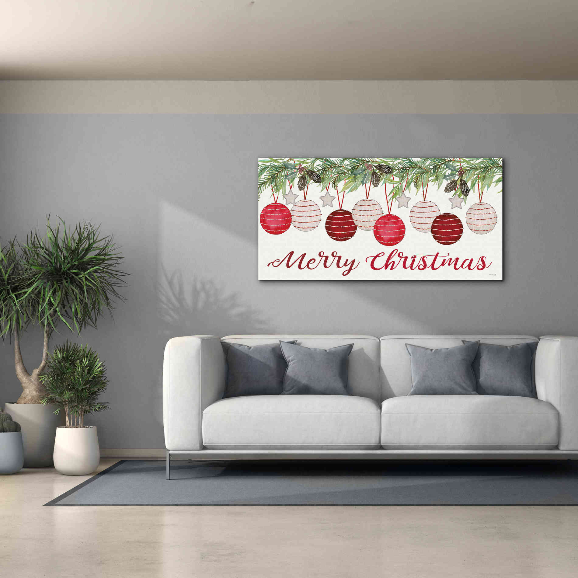 'Merry Christmas Ornaments' by Cindy Jacobs, Canvas Wall Art,60 x 30